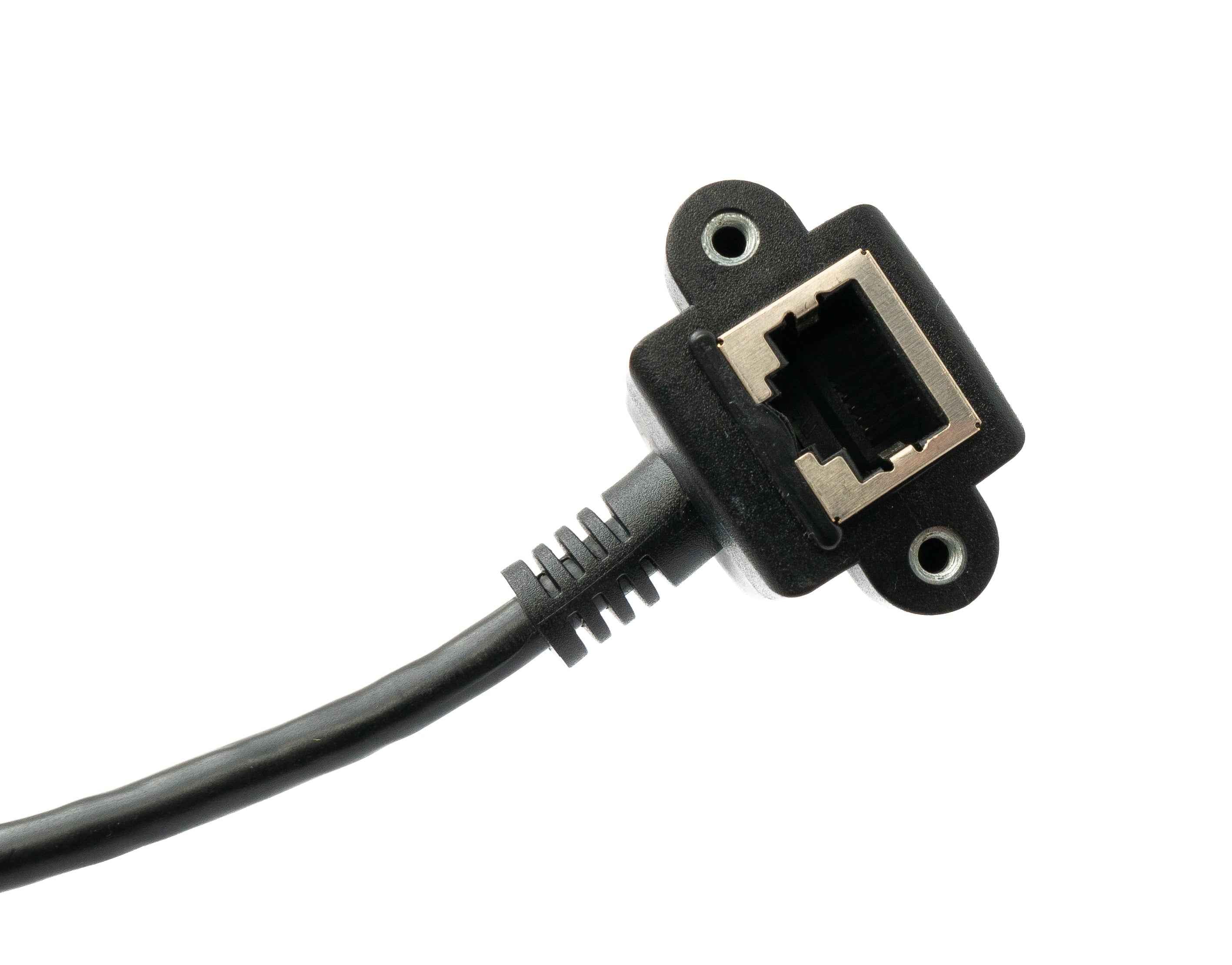 SYSTEM-S LAN Kabel 100 cm 8P8C Buchse zu RJ45 Stecker Winkel Schraube in Schwarz