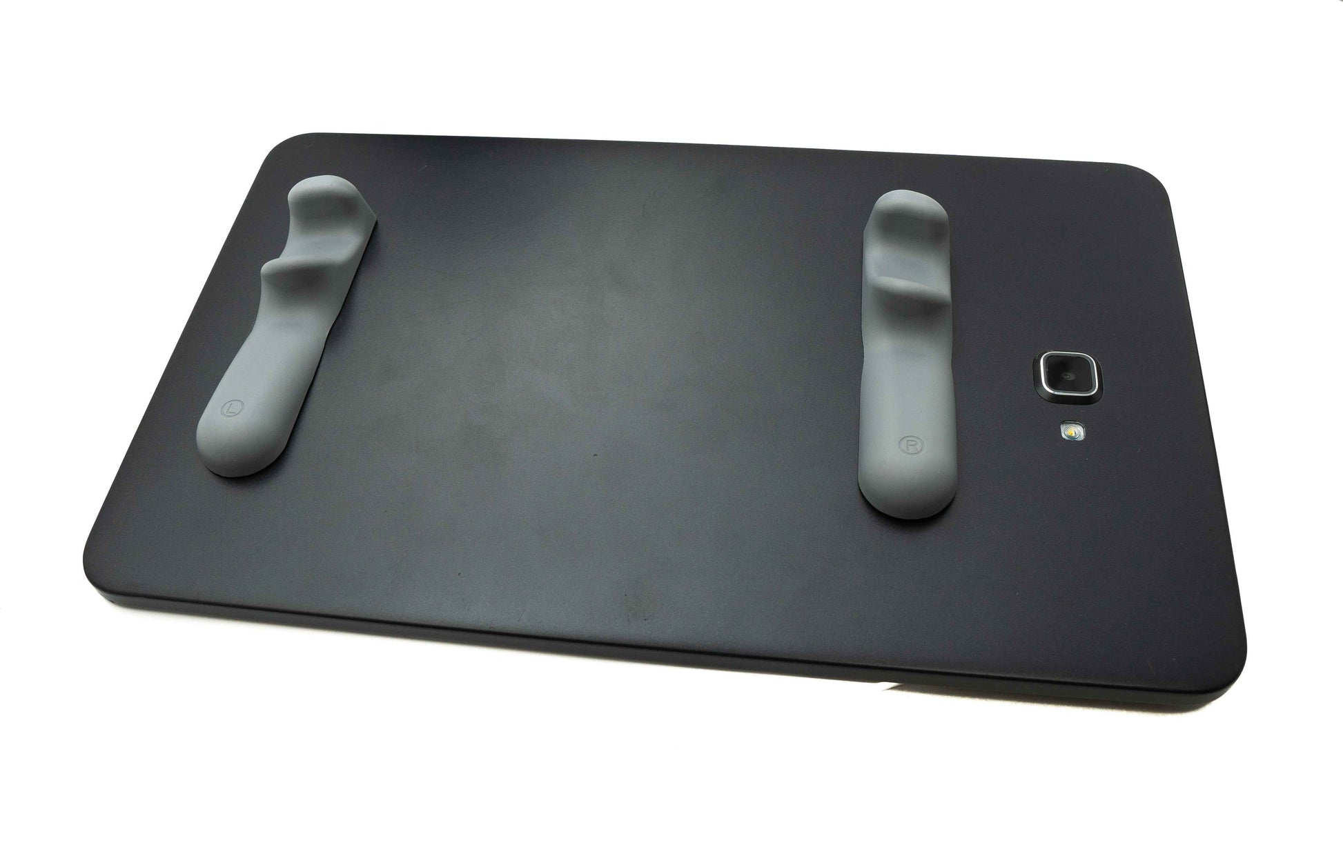 SYSTEM-S Anti Rutsch Silikon Griff Handauflage ergonomisch für Tablet Gaming in Grau
