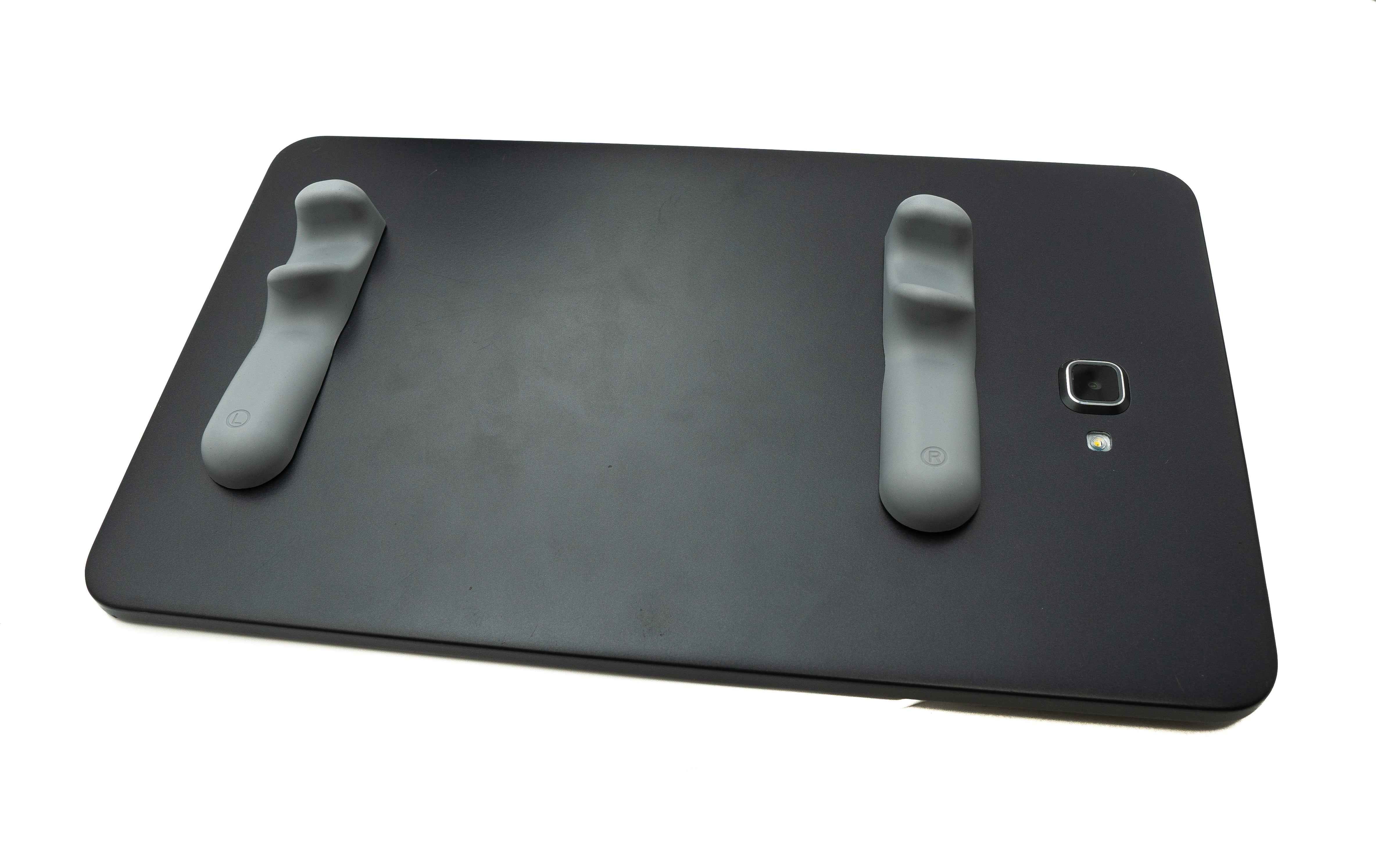 SYSTEM-S Anti Rutsch Silikon Griff Handauflage ergonomisch für Tablet Gaming in Grau