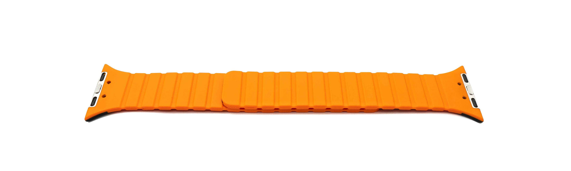 SYSTEM-S Armband 38 40 41 mm aus Silikon flexibel magnetisch für Apple Watch Smartwatch Schwarz Orange