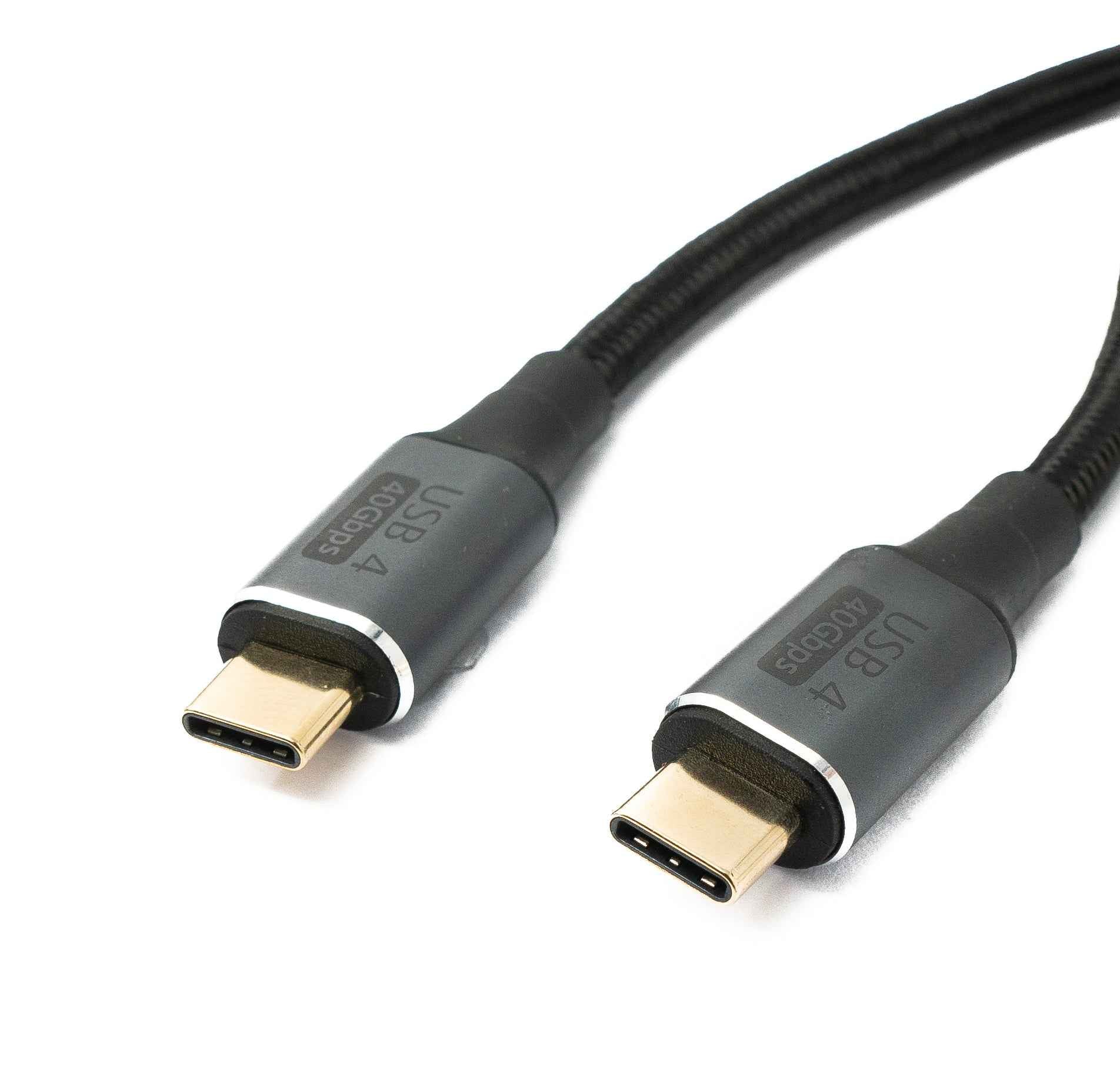 SYSTEM-S USB4 USB Kabel 80 cm Typ C Stecker zu Stecker 40 Gbit/s USB 4.0 geflochten Schwarz