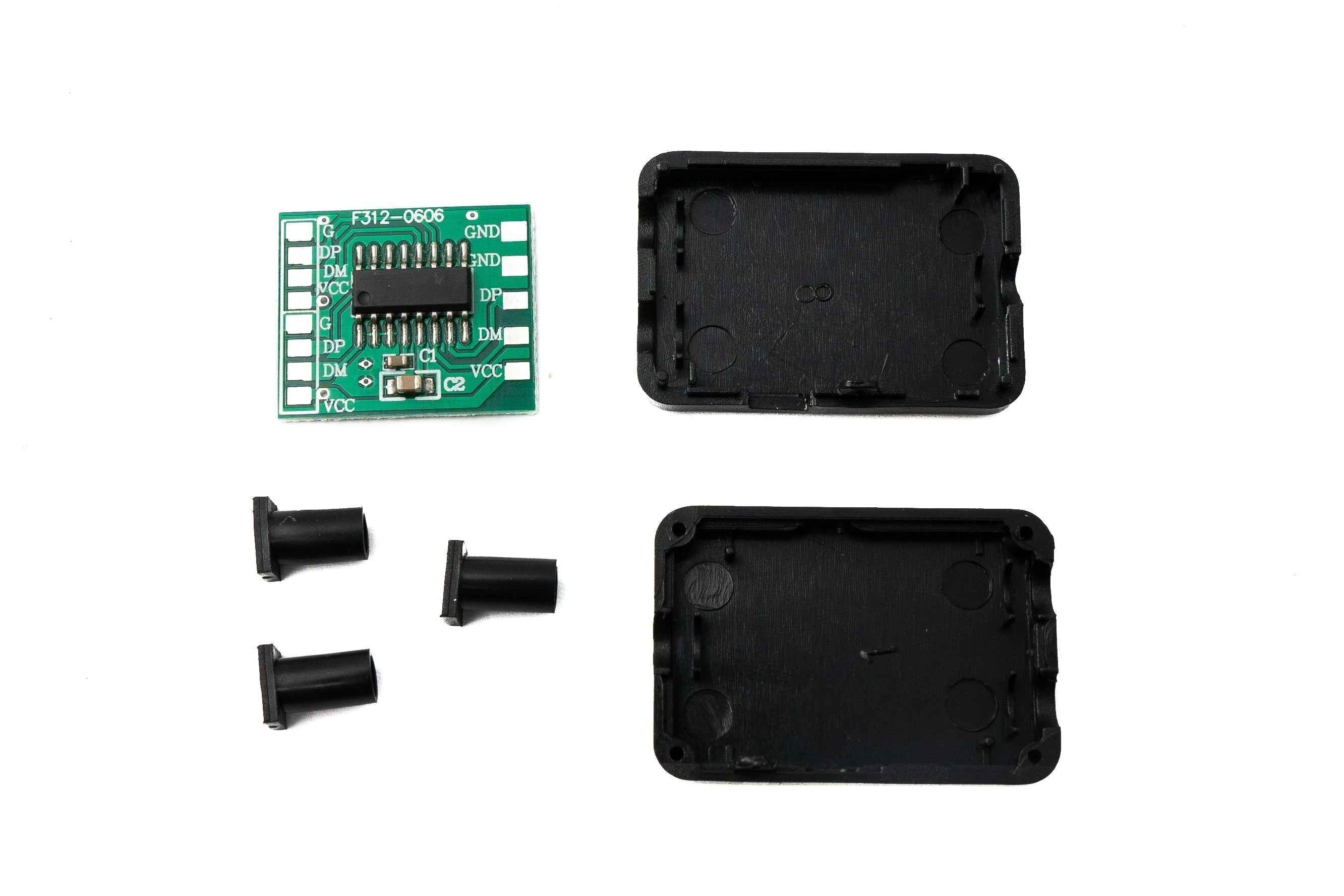 SYSTEM-S USB 2.0 PCBA Hub 1 zu 2 Splitter mit Hülle Leiterplatte Adapter in Schwarz
