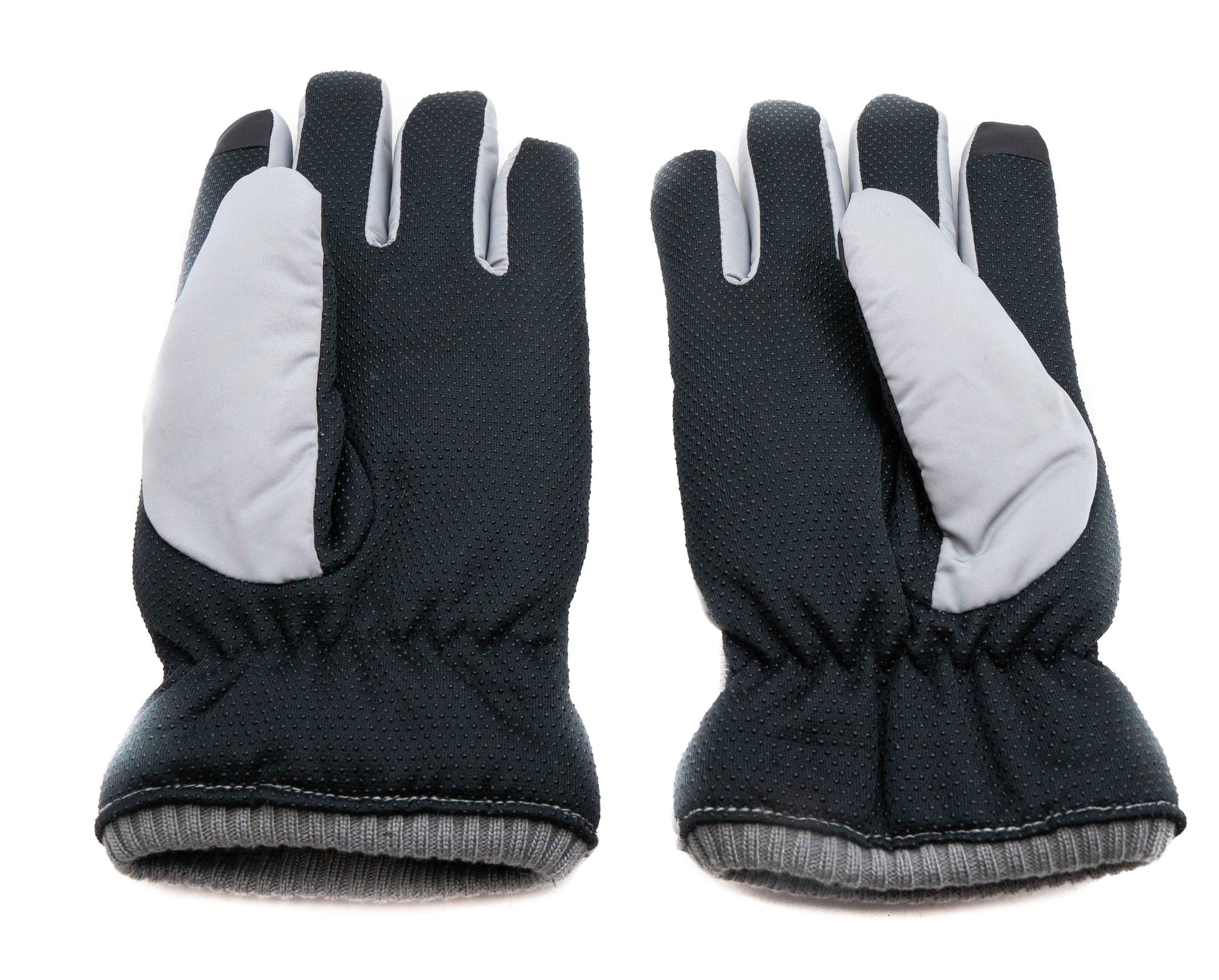 SYSTEM-S Anti Rutsch Handschuhe aus Polyester für Smartphones Touch Bildschirme in Grau