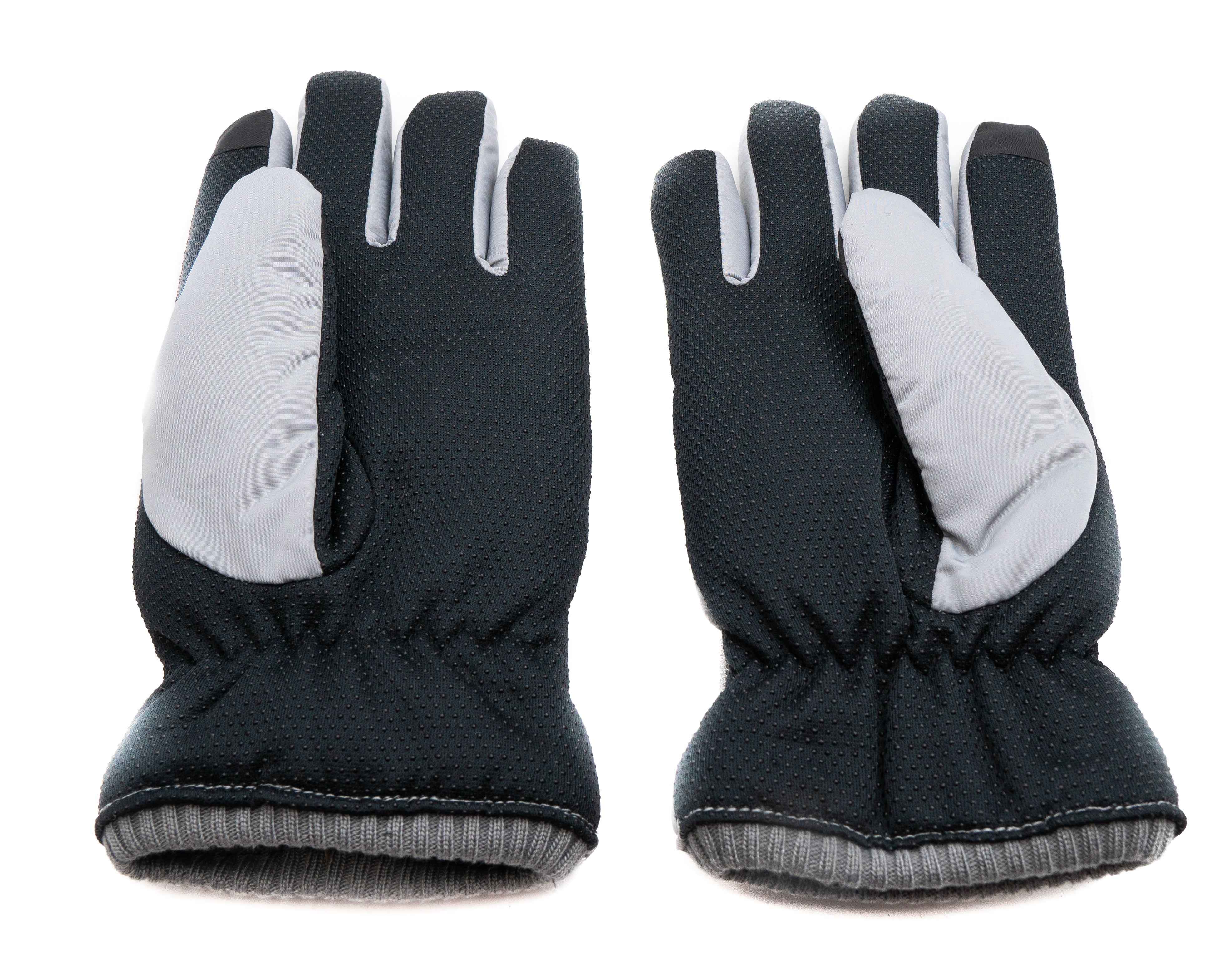 SYSTEM-S Anti Rutsch Handschuhe aus Polyester für Smartphones Touch Bildschirme in Grau