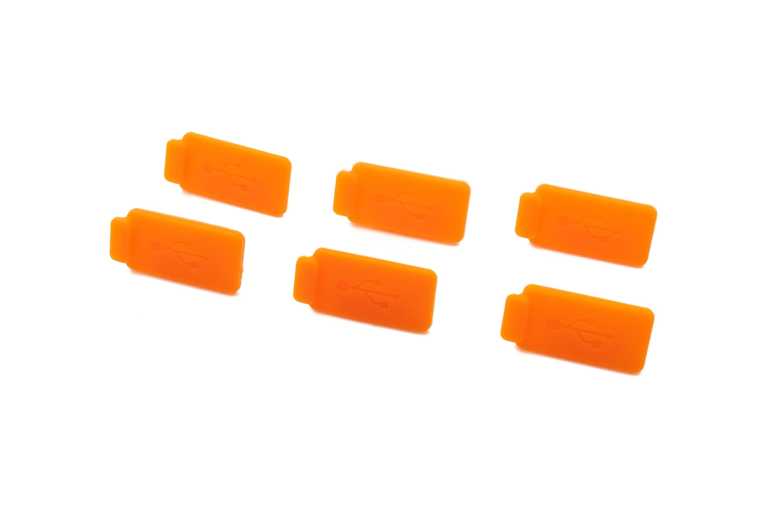 USB Anti-Staub Abdeckung aus Silikon in Orange 6er Set | System-S