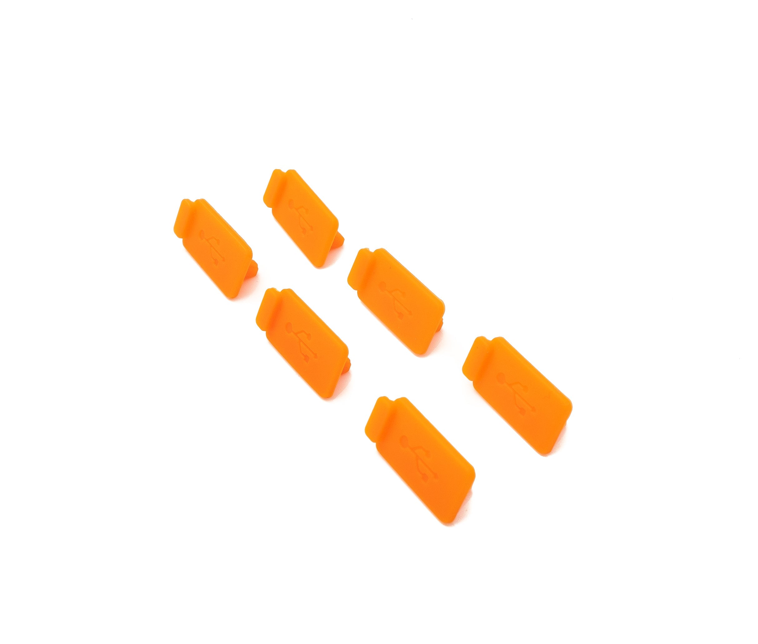 USB Anti-Staub Abdeckung aus Silikon in Orange 6er Set | System-S