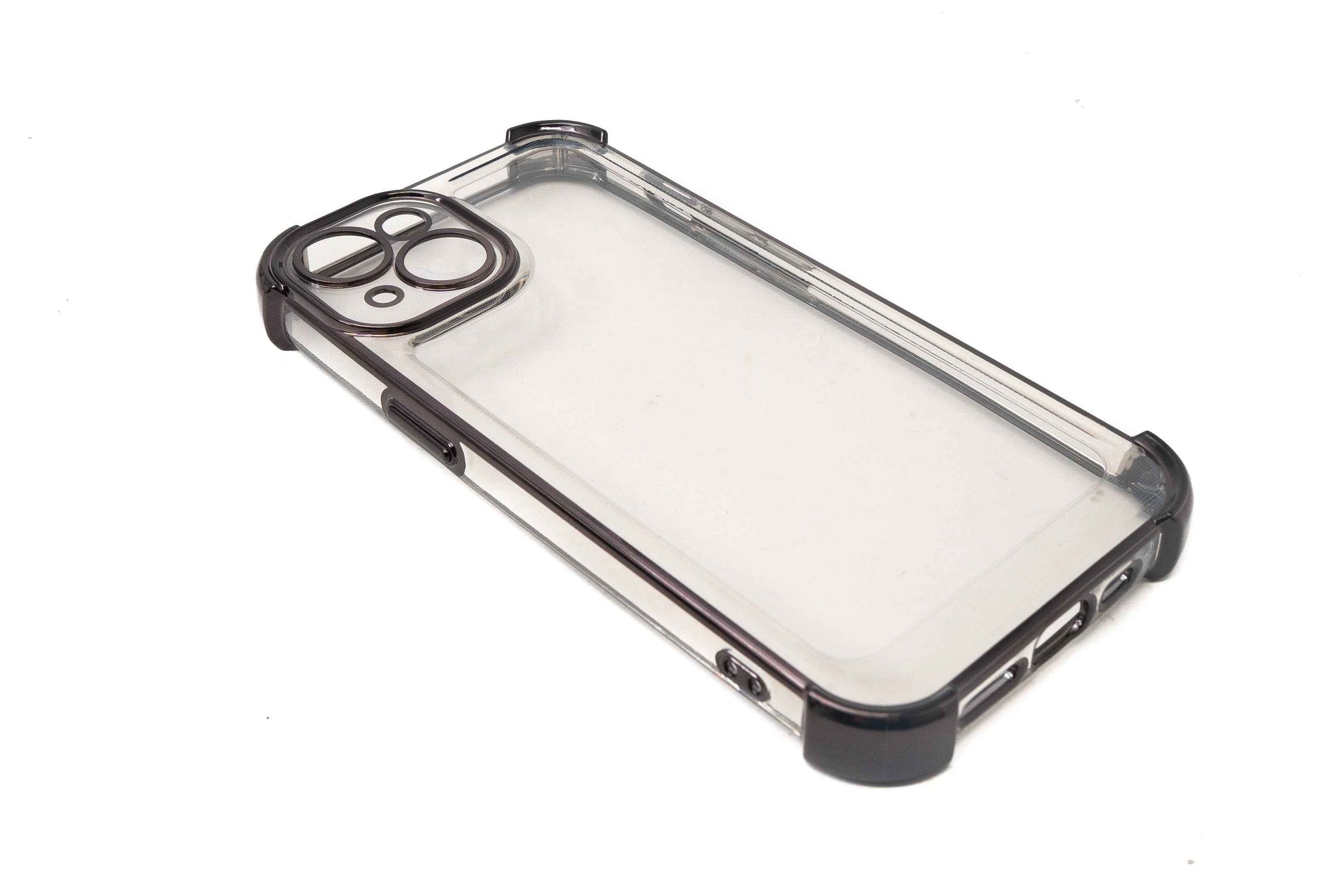 SYSTEM-S Schutzhülle stoßfest aus TPU in Glanz Schwarz Transparent Hülle für iPhone 14