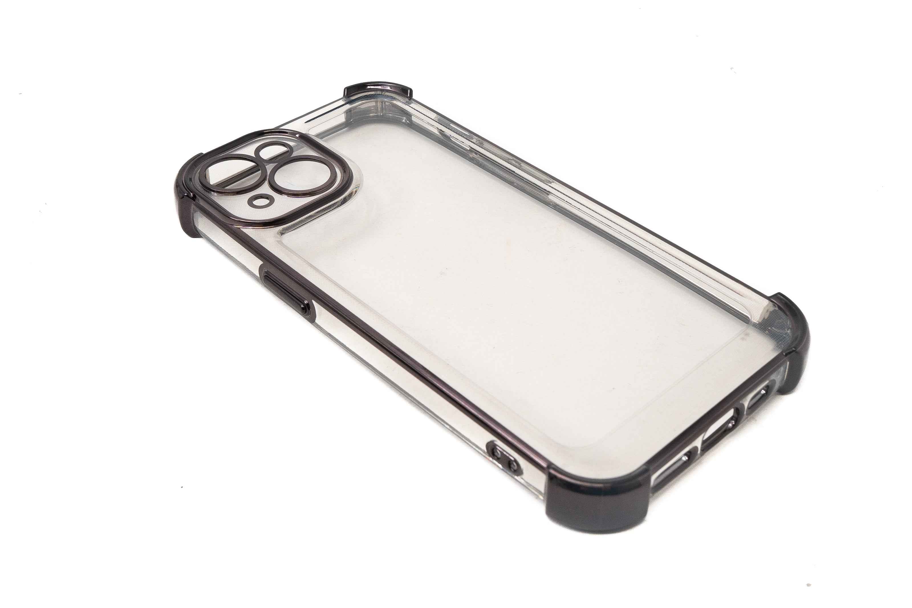 SYSTEM-S Schutzhülle stoßfest aus TPU in Glanz Schwarz Transparent Hülle für iPhone 14