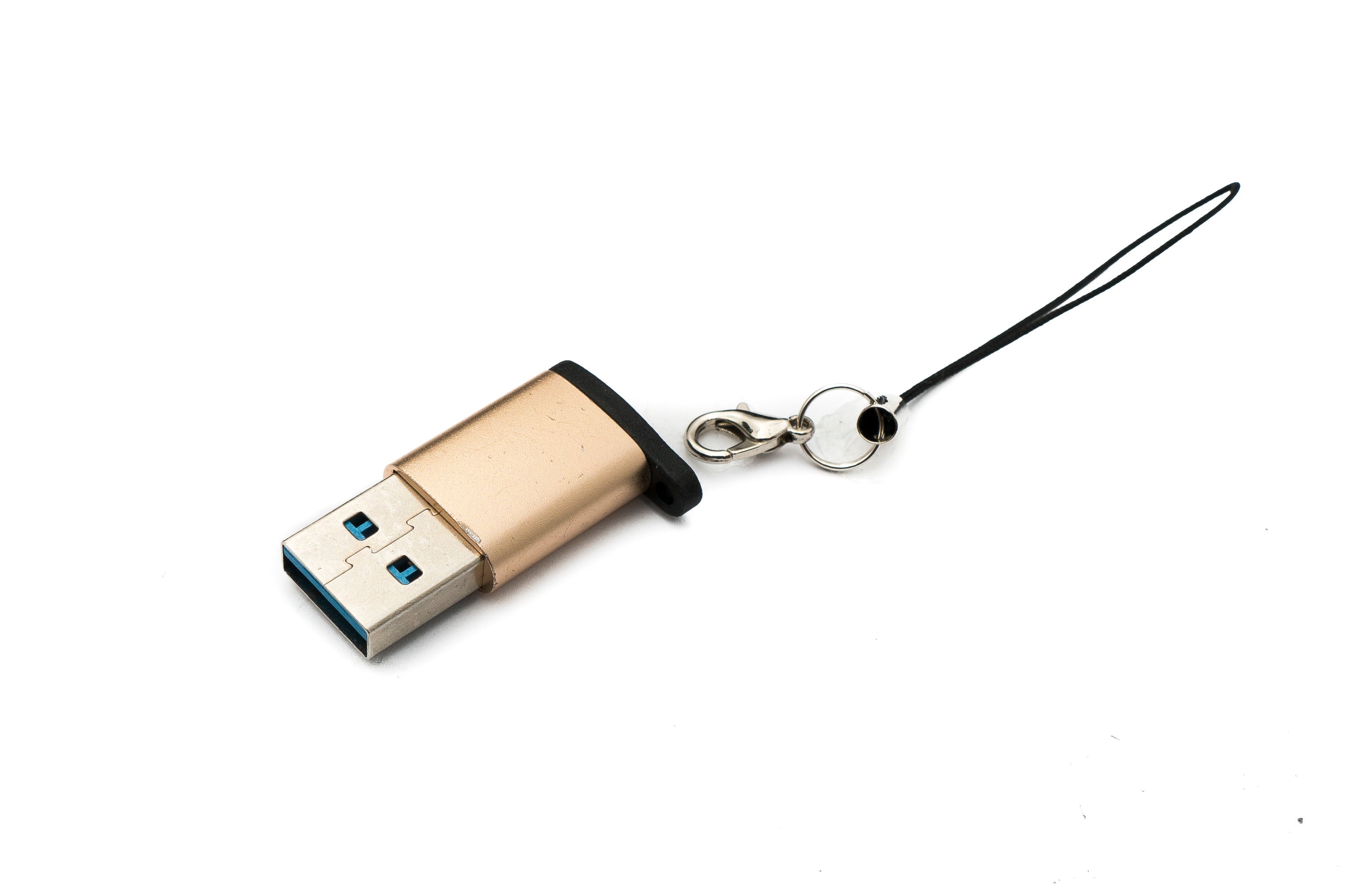 USB-Adapter USB-C auf USB-A 3.0 5 Gbit/s 0,9 A Rosa-Gelb mit Schlaufe | System-S