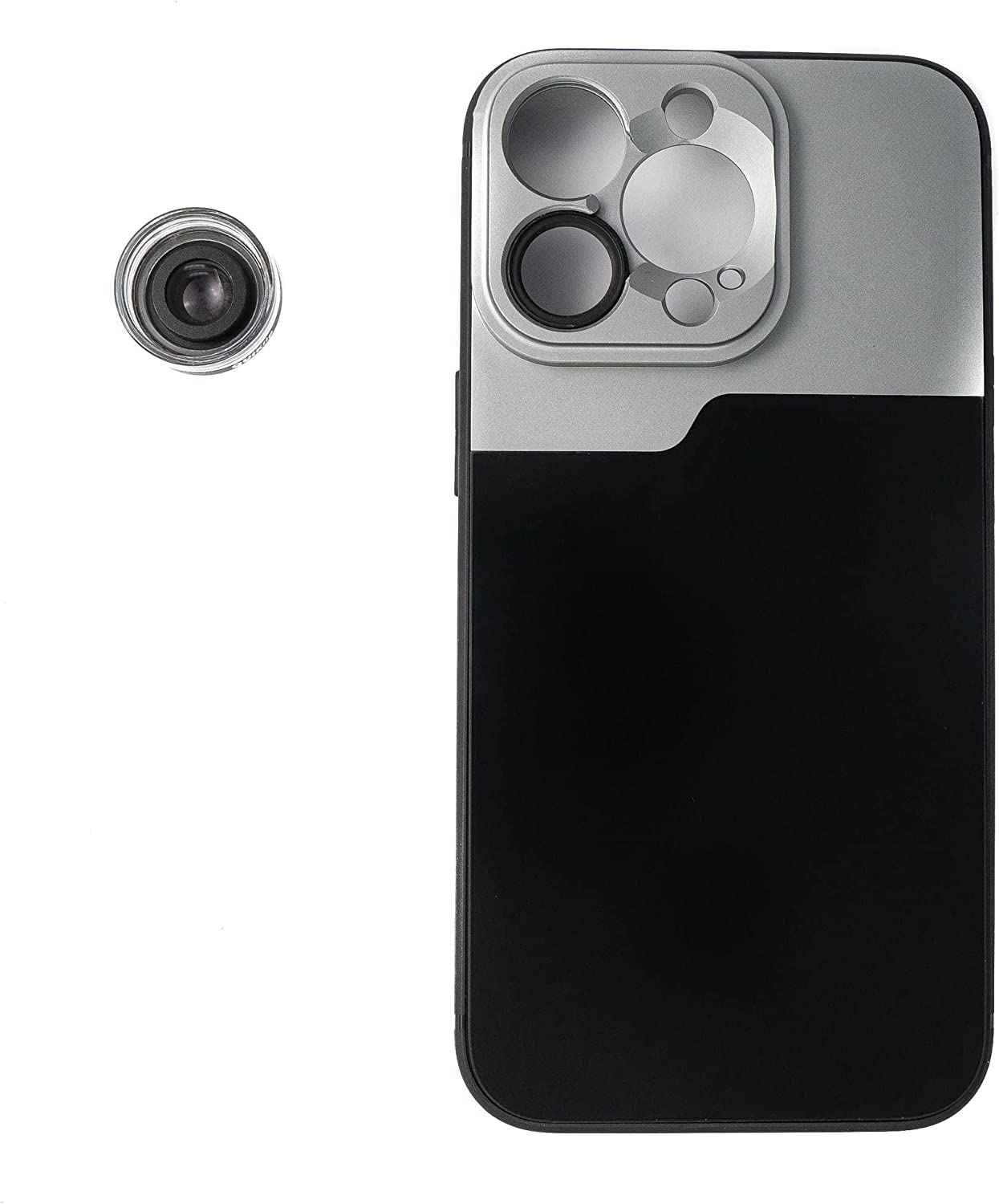 SYSTEM-S Makro Linse 30x Mikroskop Filter mit Hülle in Schwarz für iPhone 14 Pro