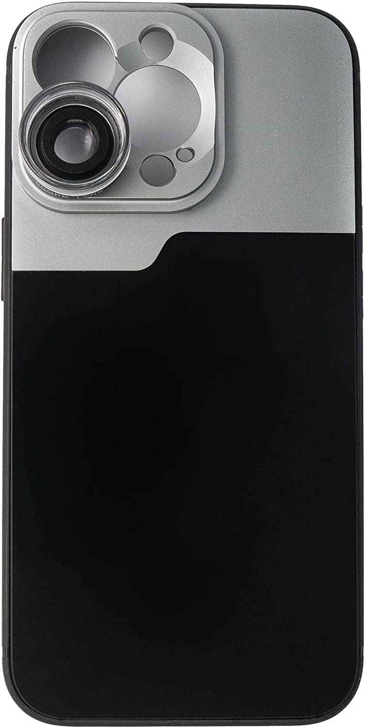 SYSTEM-S Makro Linse 30x Mikroskop Filter mit Hülle in Schwarz für iPhone 14 Pro