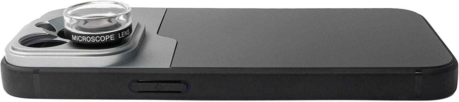 SYSTEM-S Makro Linse 30x Mikroskop Filter mit Hülle in Schwarz für iPhone 14 Pro