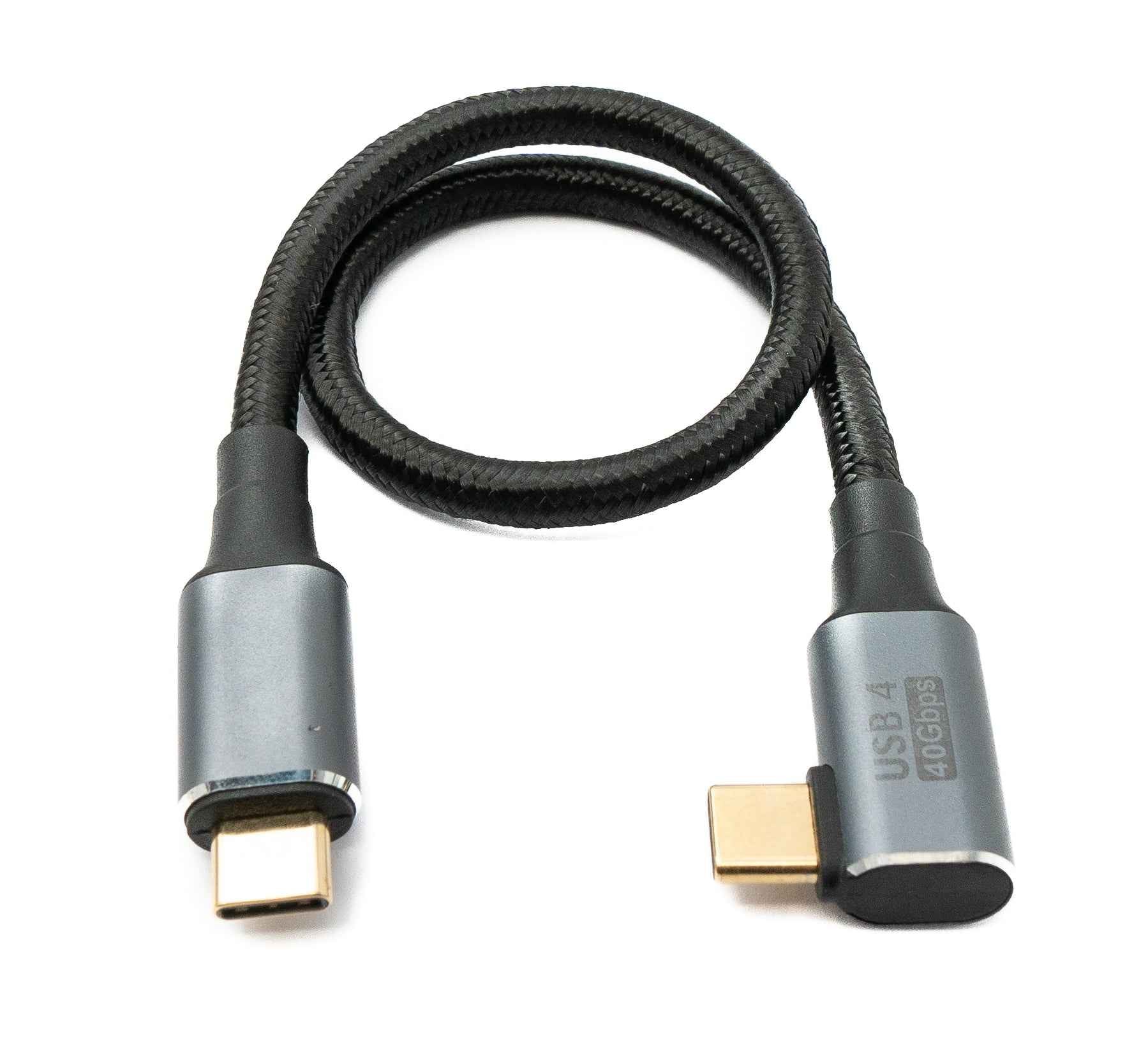 SYSTEM-S USB4 USB Kabel 30 cm Typ C Stecker zu Stecker 40 Gbit/s USB 4.0 geflochten Winkel