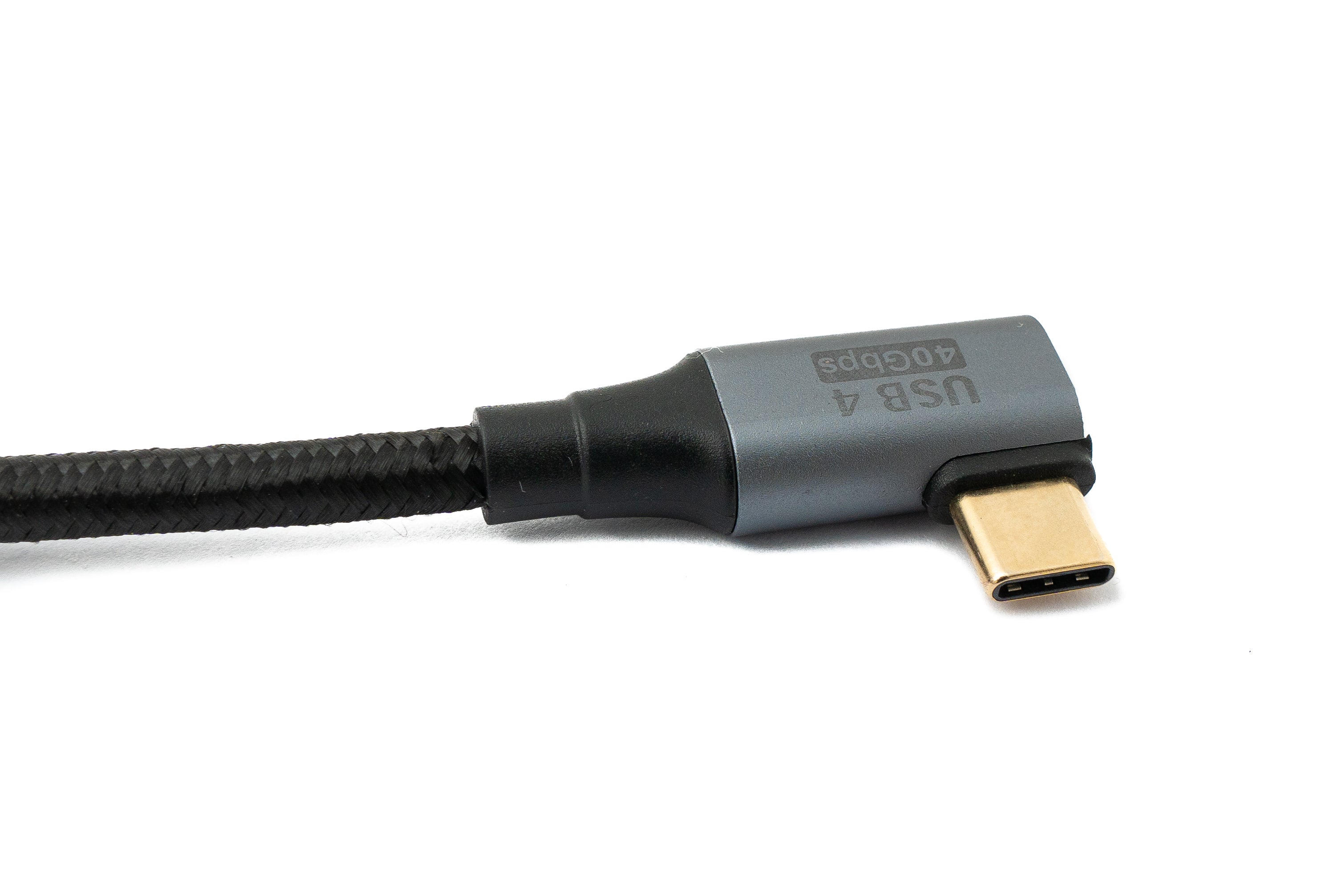 USB4 Kabel 30 cm Typ C Stecker zu Stecker 40 Gbit/s geflochten gewinkelt schwarz