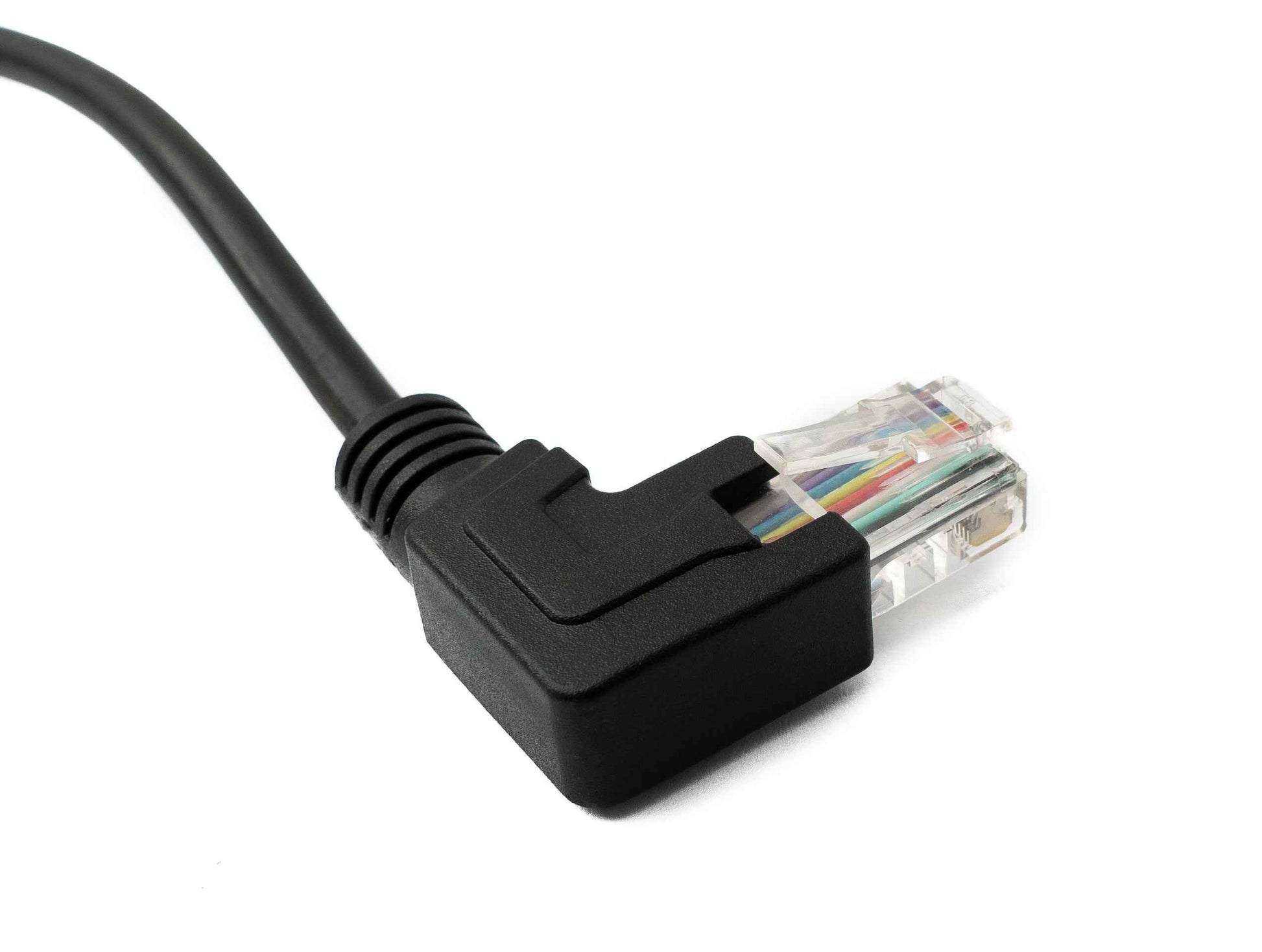 SYSTEM-S LAN Kabel 30 cm RJ45 Stecker zu 8 pin Terminalblock Winkel in Schwarz