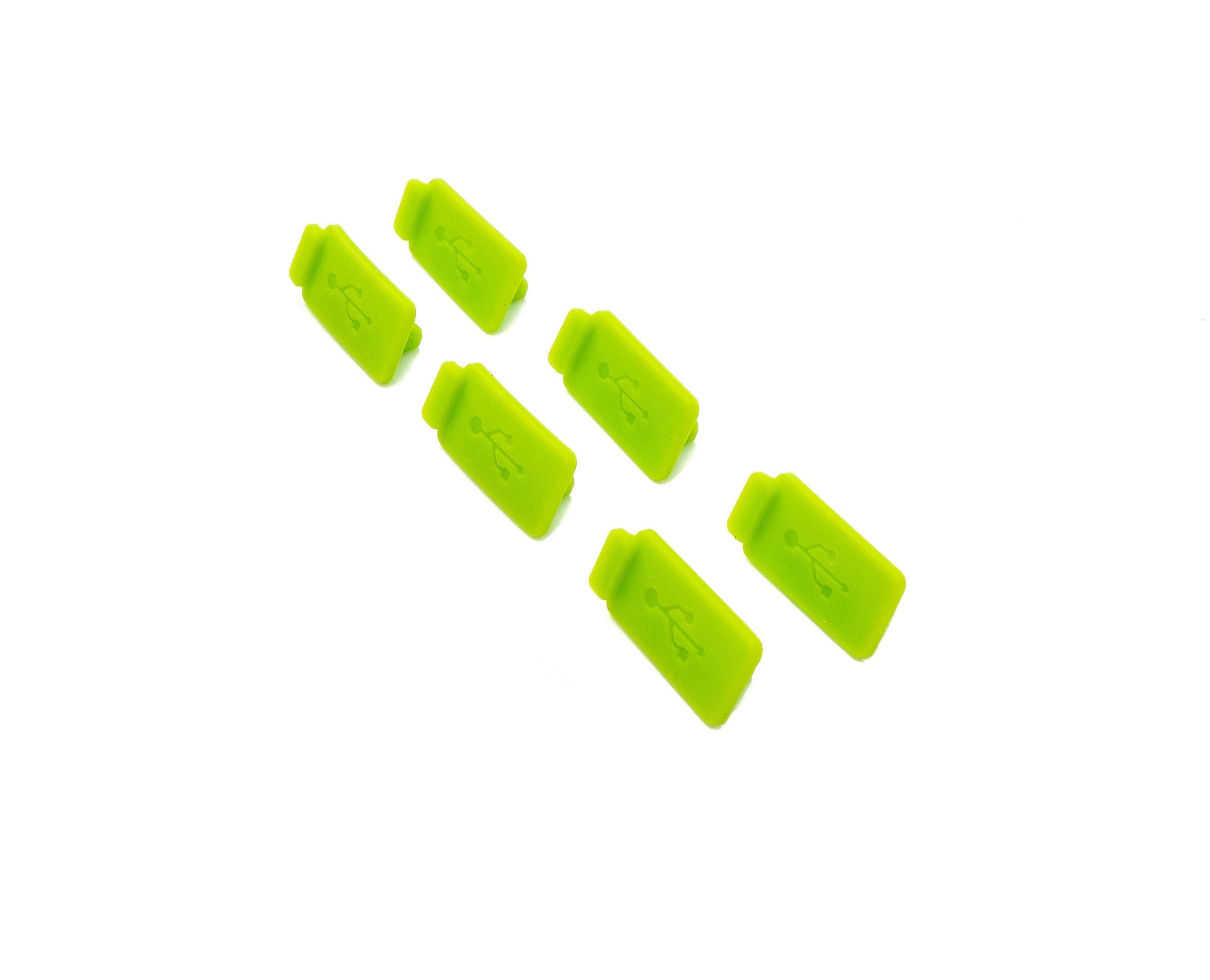 USB-Staubschutzabdeckungen aus Silikon Grün 6er Set | System-S
