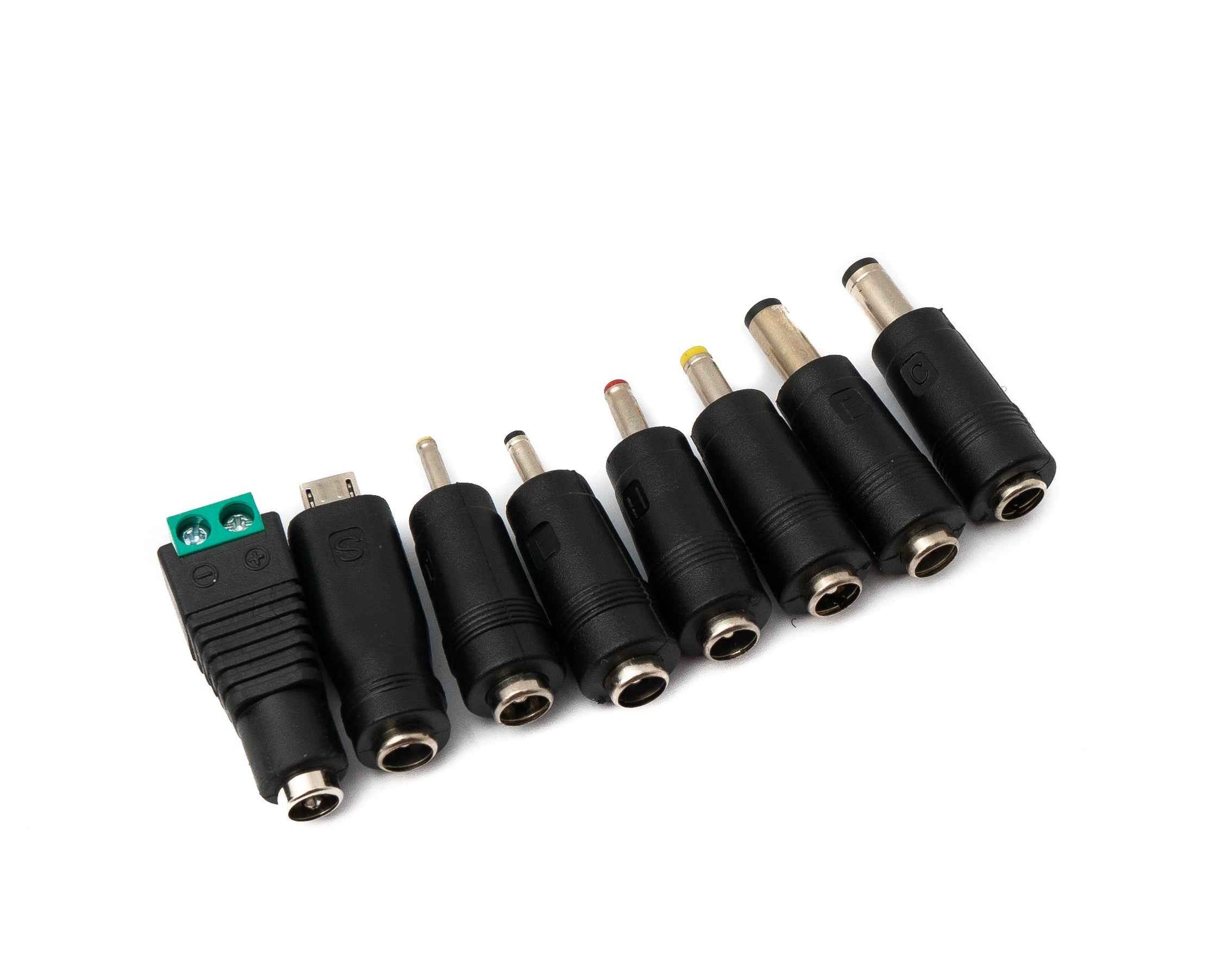 SYSTEM-S DC Adapter 8er Set DC 20V 5,5 x 2,1 mm zu weiteren DC LED Buchse Kabel Schwarz