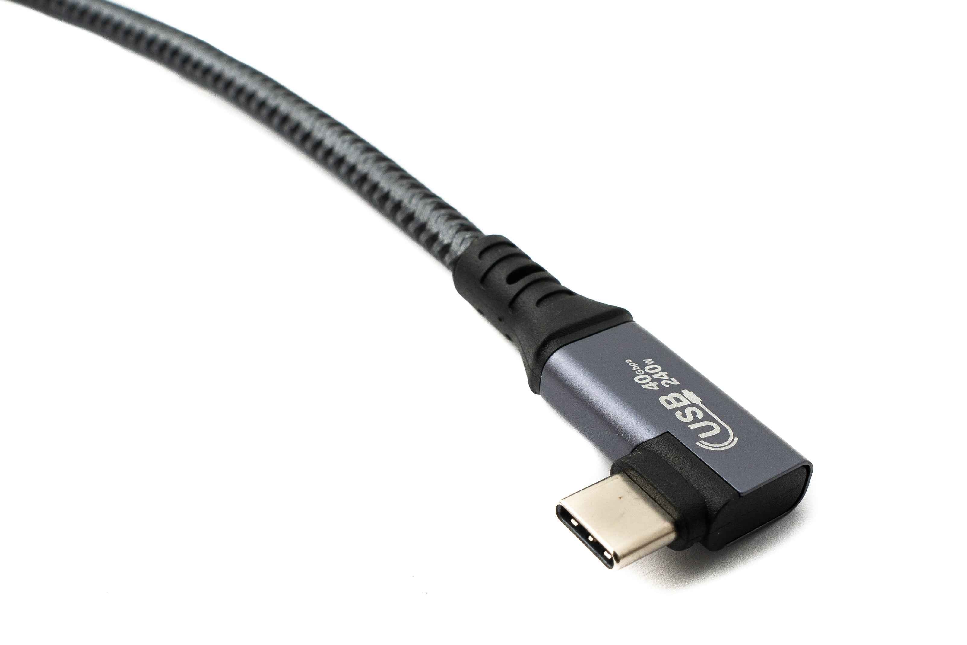 SYSTEM-S USB4 USB 100 cm Kabel Typ C Stecker zu Buchse Winkel geflochten 40 Gbit/s 240 W USB 4.0 Kabel