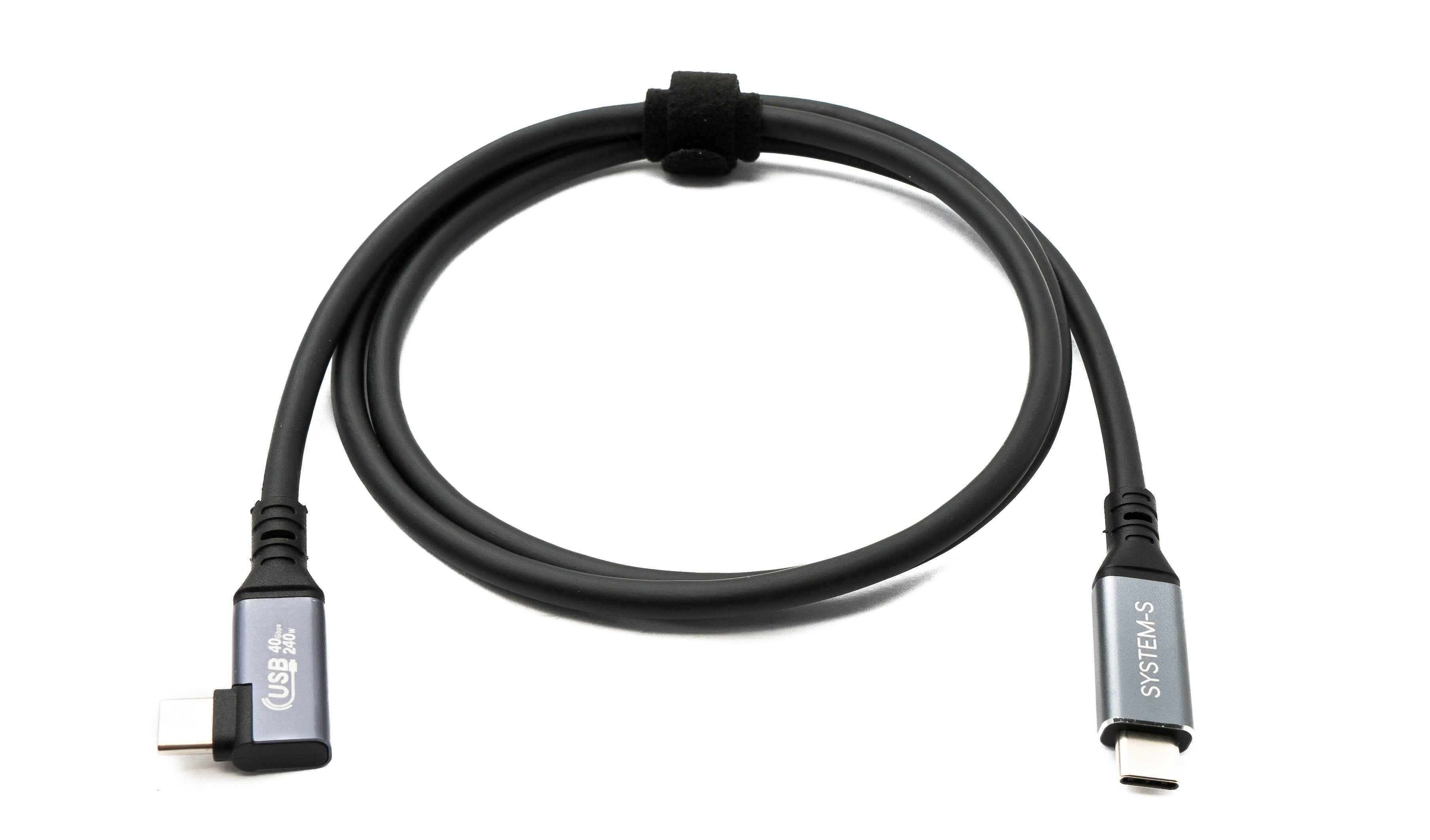 SYSTEM-S USB4 USB 100 cm Kabel Typ C Stecker zu Stecker Winkel 40 Gbit/s 240 W USB 4.0 Kabel