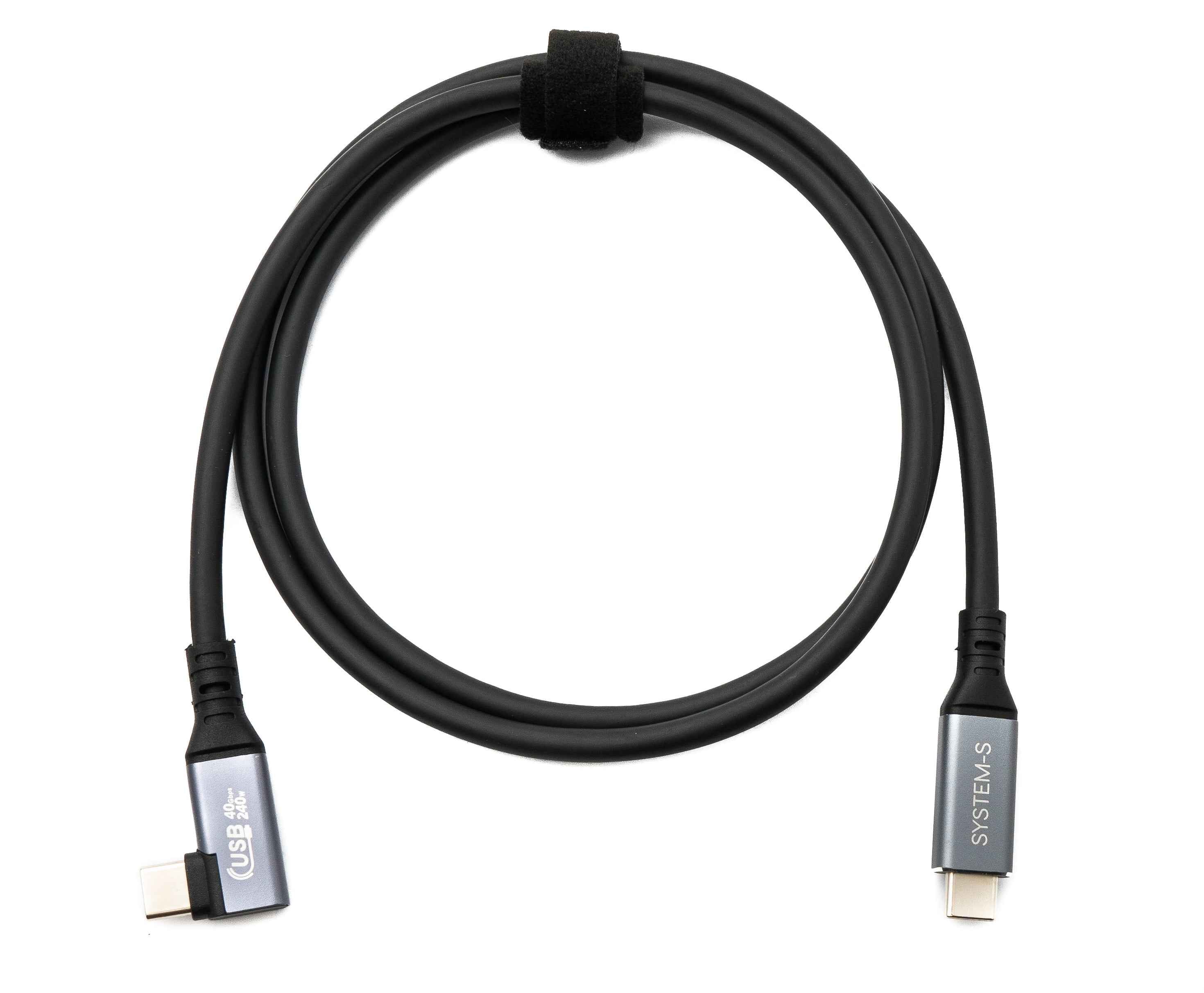 SYSTEM-S USB4 USB 100 cm Kabel Typ C Stecker zu Stecker Winkel 40 Gbit/s 240 W USB 4.0 Kabel