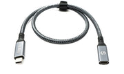 SYSTEM-S USB4 USB 50 cm Kabel Typ C Stecker zu Buchse geflochten 40 Gbit/s 240 W USB 4.0 Kabel