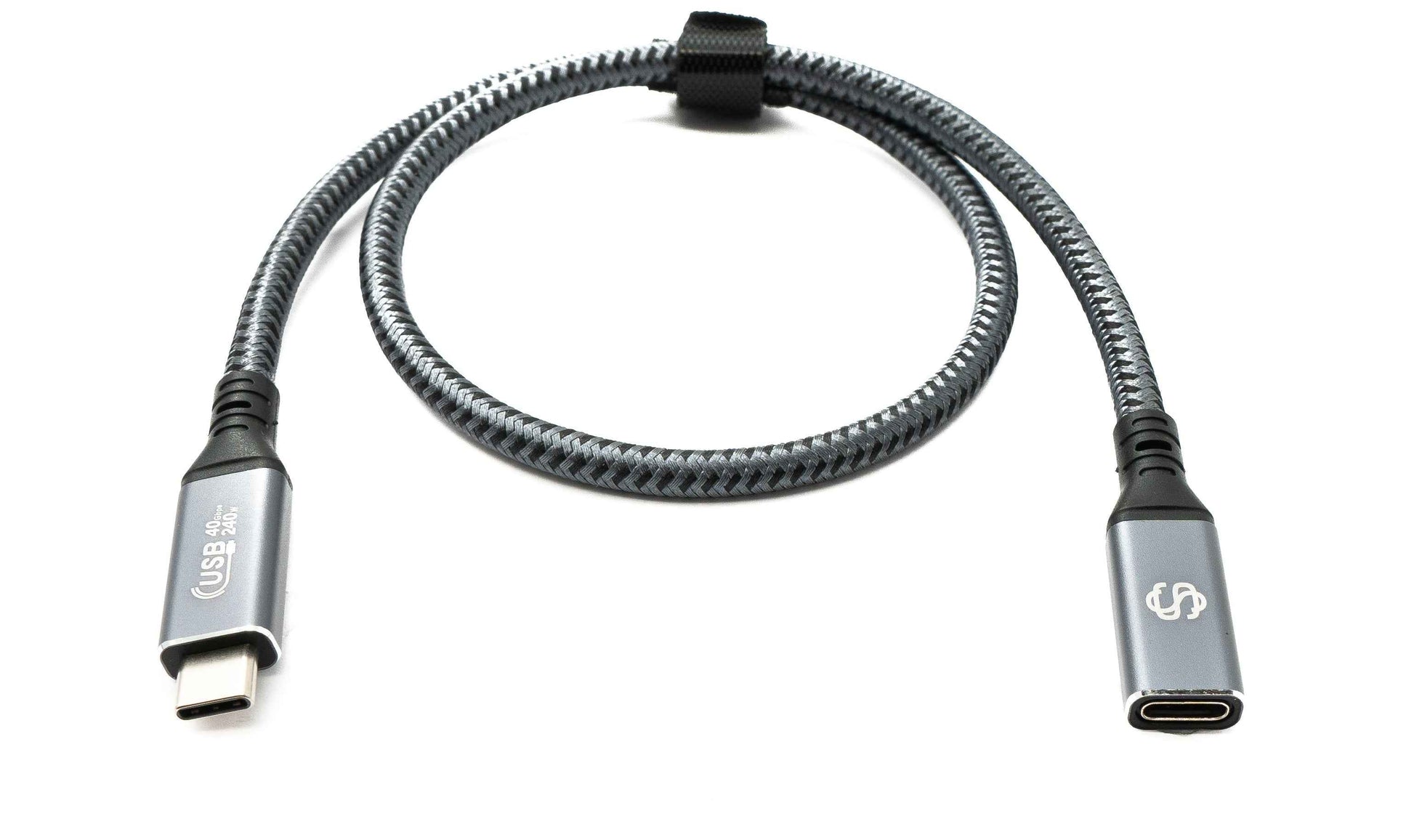 SYSTEM-S USB4 USB 50 cm Kabel Typ C Stecker zu Buchse geflochten 40 Gbit/s 240 W USB 4.0 Kabel