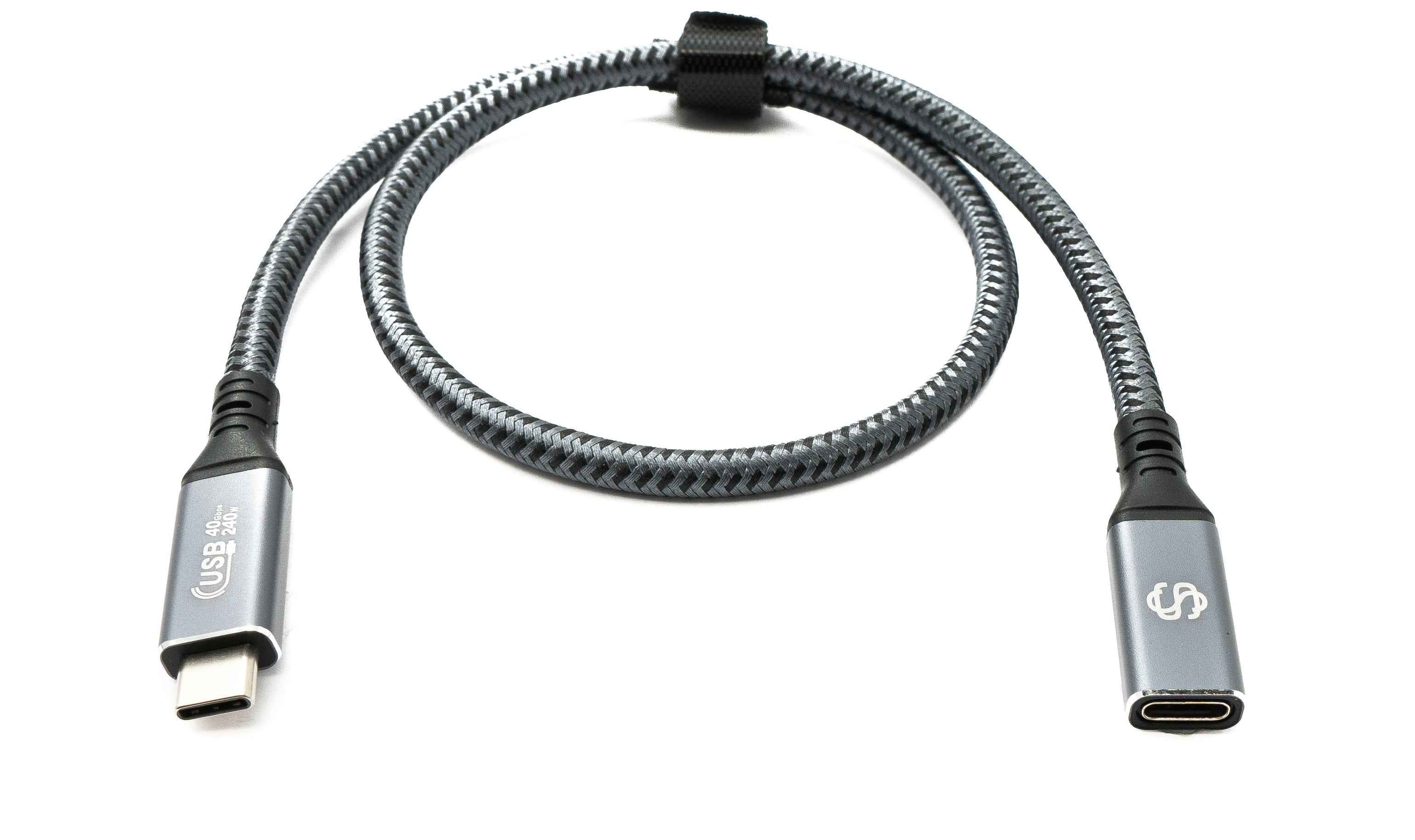 SYSTEM-S USB4 USB 50 cm Kabel Typ C Stecker zu Buchse geflochten 40 Gbit/s 240 W USB 4.0 Kabel