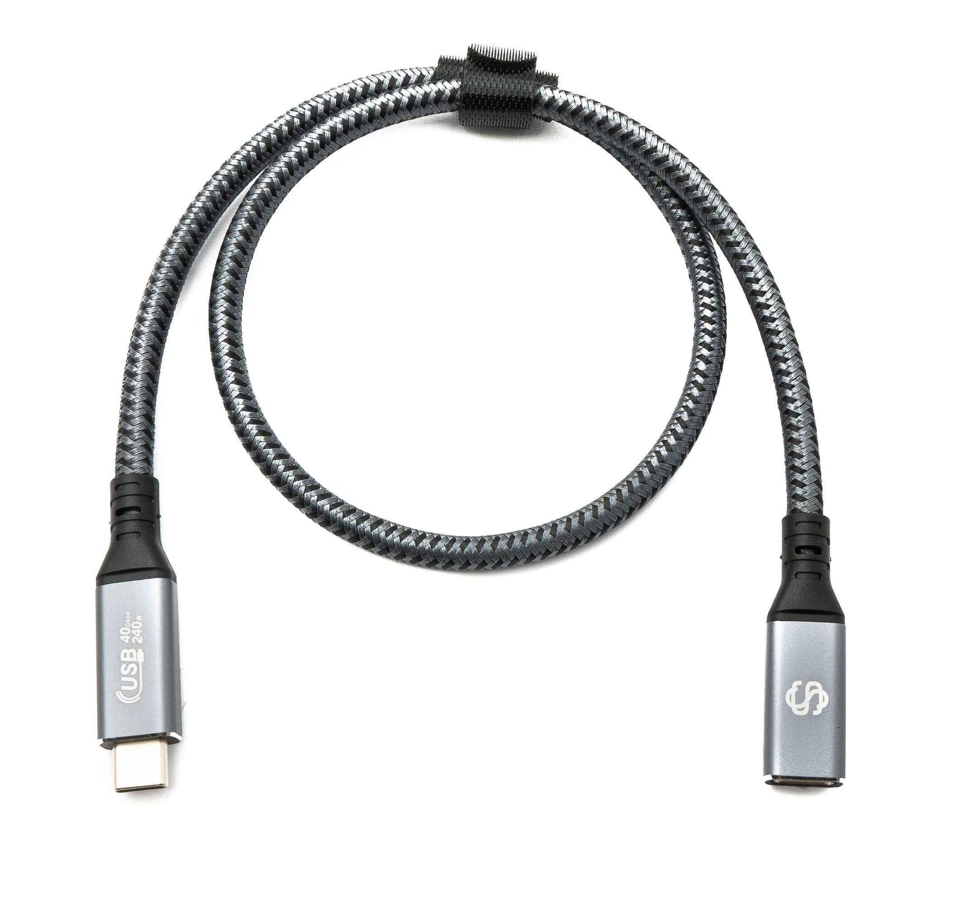 SYSTEM-S USB4 USB 50 cm Kabel Typ C Stecker zu Buchse geflochten 40 Gbit/s 240 W USB 4.0 Kabel