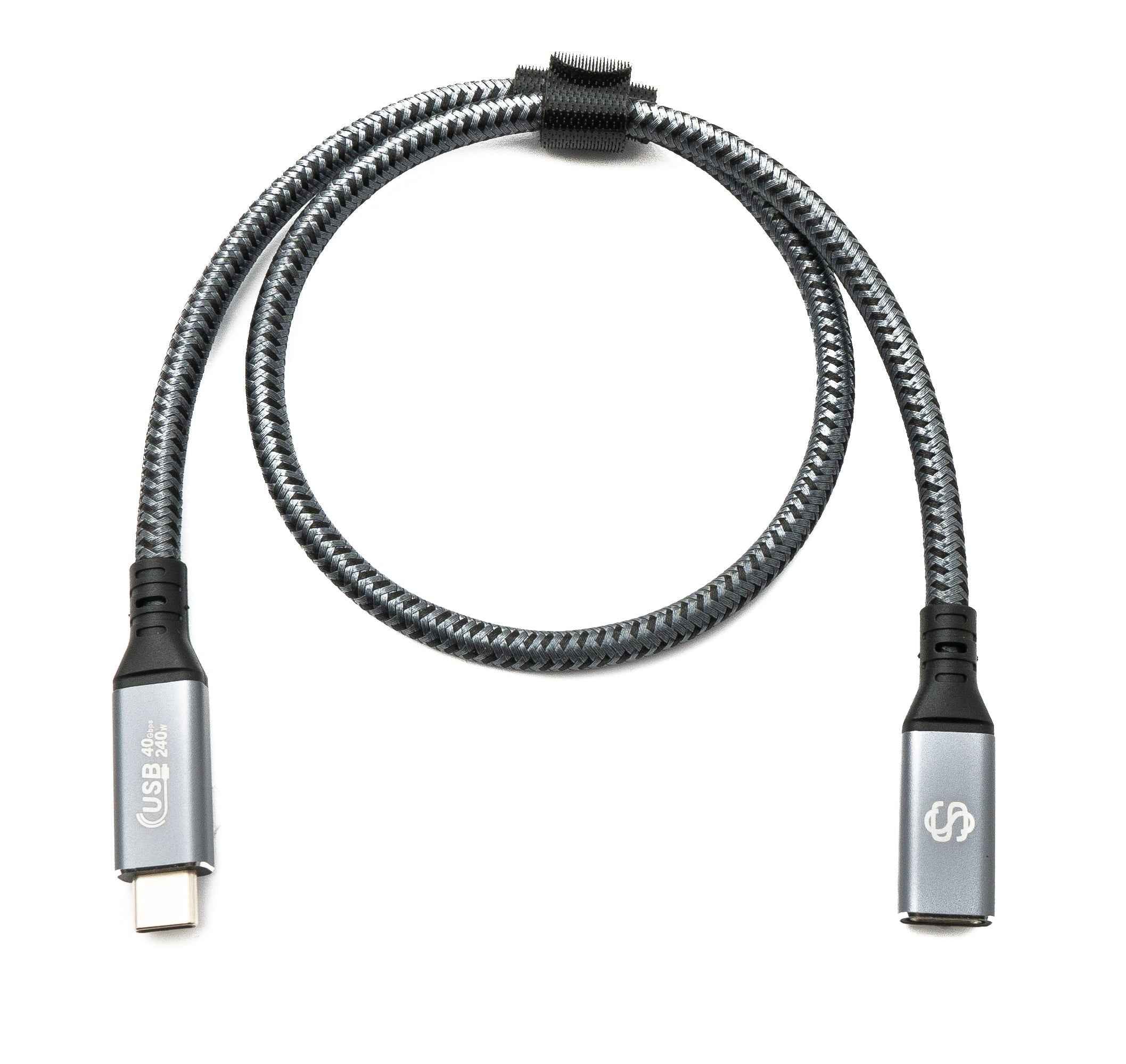 SYSTEM-S USB4 USB 50 cm Kabel Typ C Stecker zu Buchse geflochten 40 Gbit/s 240 W USB 4.0 Kabel