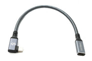 SYSTEM-S USB4 USB 20 cm Kabel Typ C Stecker zu Buchse Winkel geflochten 40 Gbit/s 240 W USB 4.0 Kabel