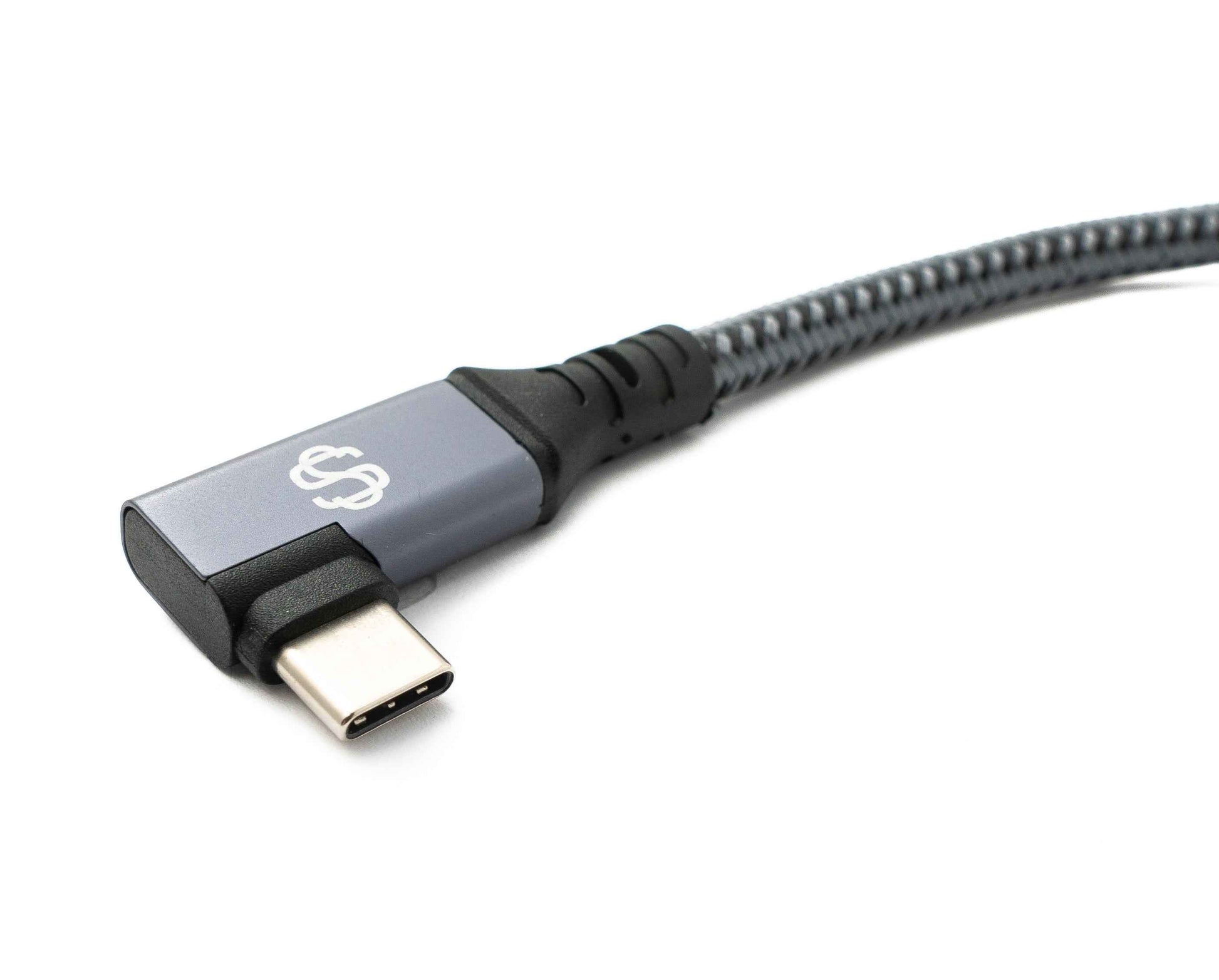 SYSTEM-S USB4 USB 20 cm Kabel Typ C Stecker zu Buchse Winkel geflochten 40 Gbit/s 240 W USB 4.0 Kabel