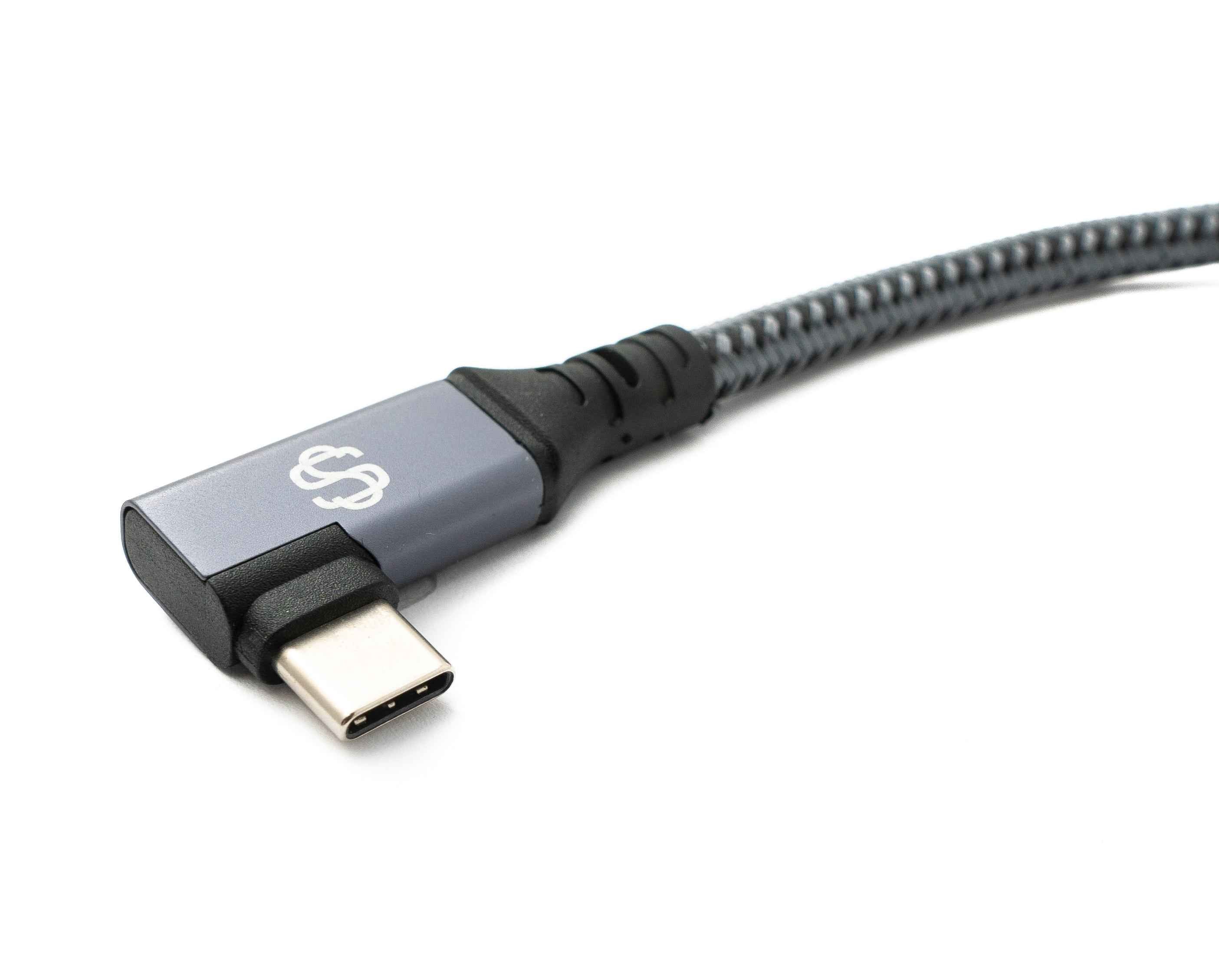 SYSTEM-S USB4 USB 20 cm Kabel Typ C Stecker zu Buchse Winkel geflochten 40 Gbit/s 240 W USB 4.0 Kabel