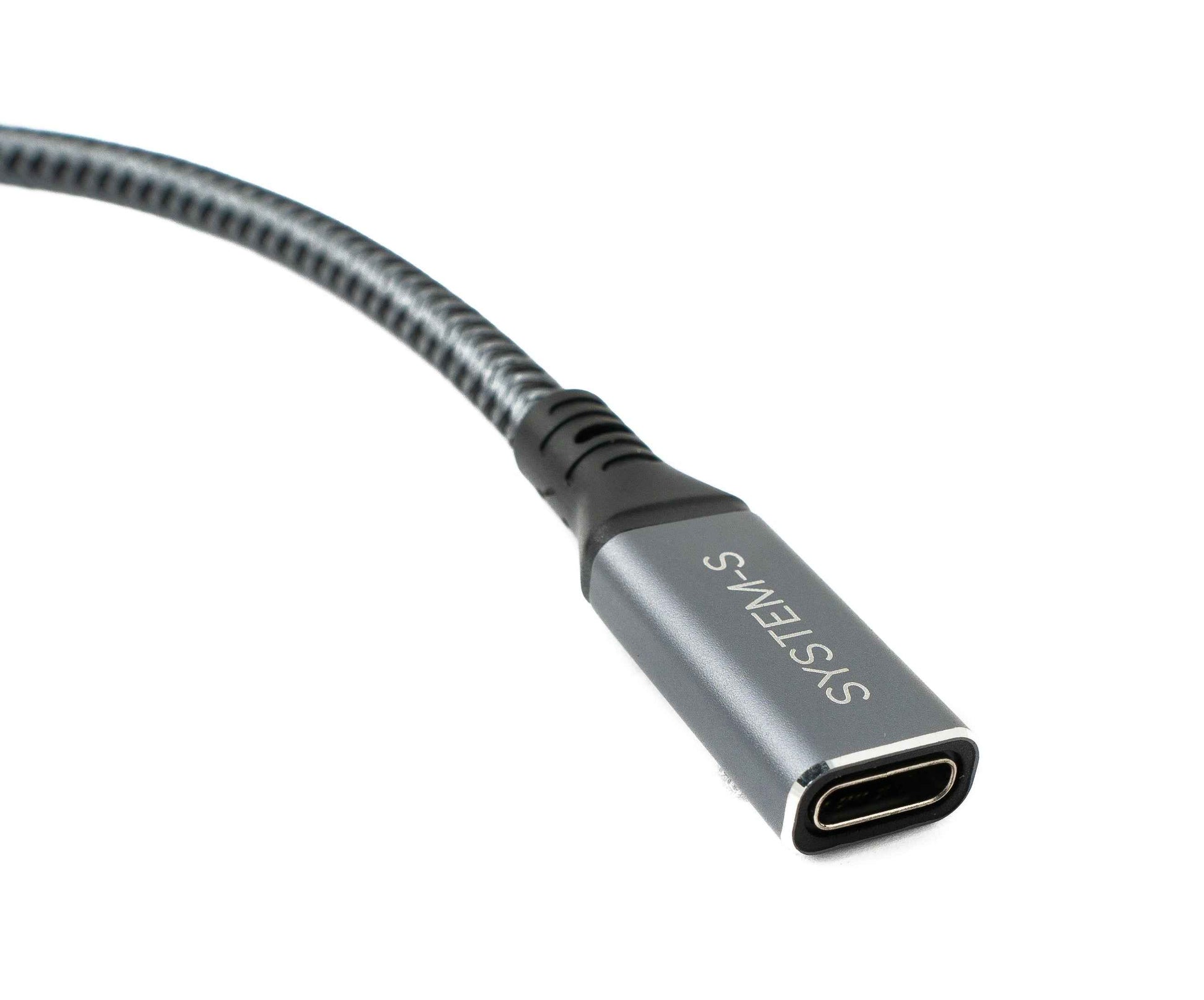 SYSTEM-S USB4 USB 20 cm Kabel Typ C Stecker zu Buchse Winkel geflochten 40 Gbit/s 240 W USB 4.0 Kabel