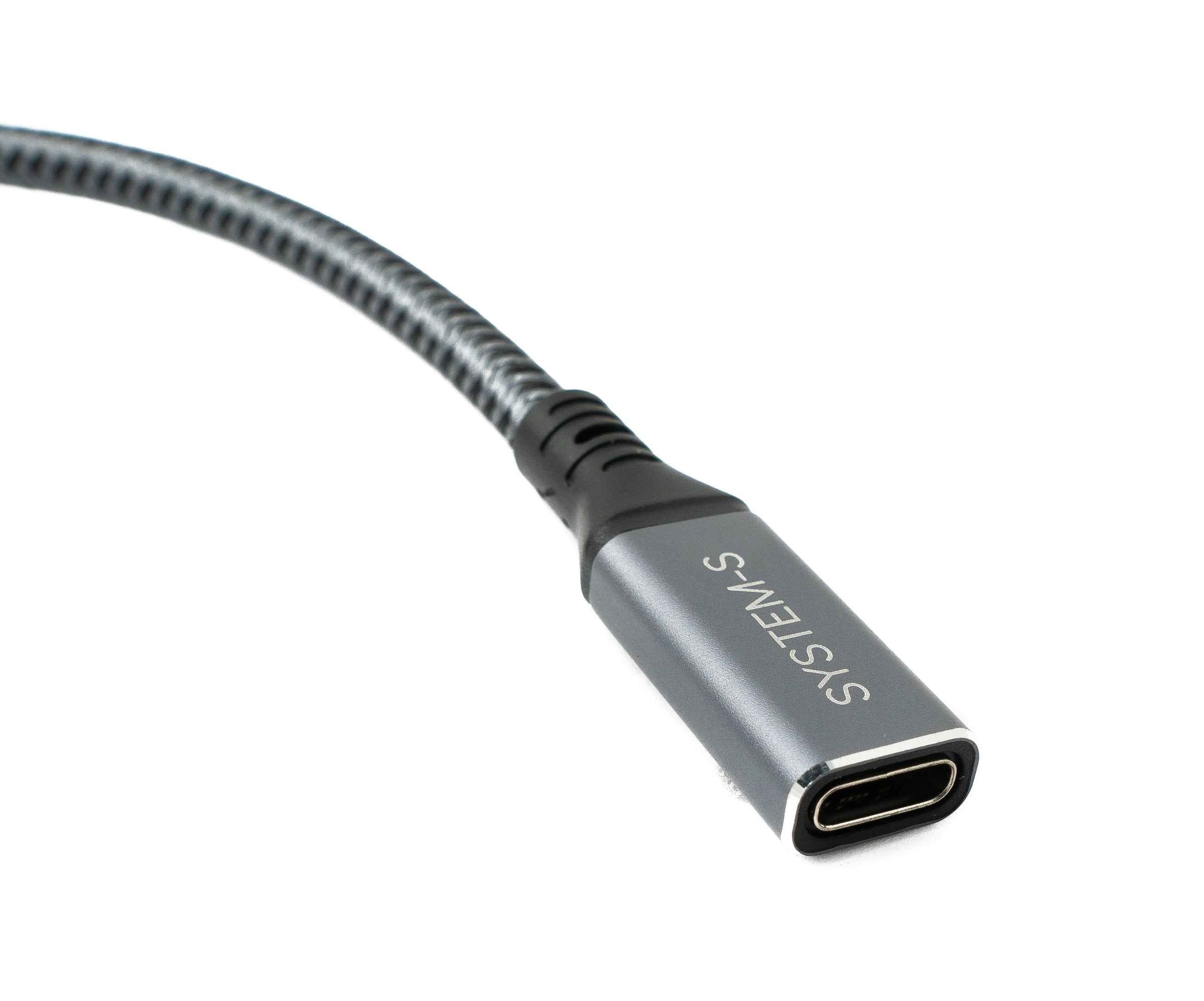 SYSTEM-S USB4 USB 20 cm Kabel Typ C Stecker zu Buchse Winkel geflochten 40 Gbit/s 240 W USB 4.0 Kabel