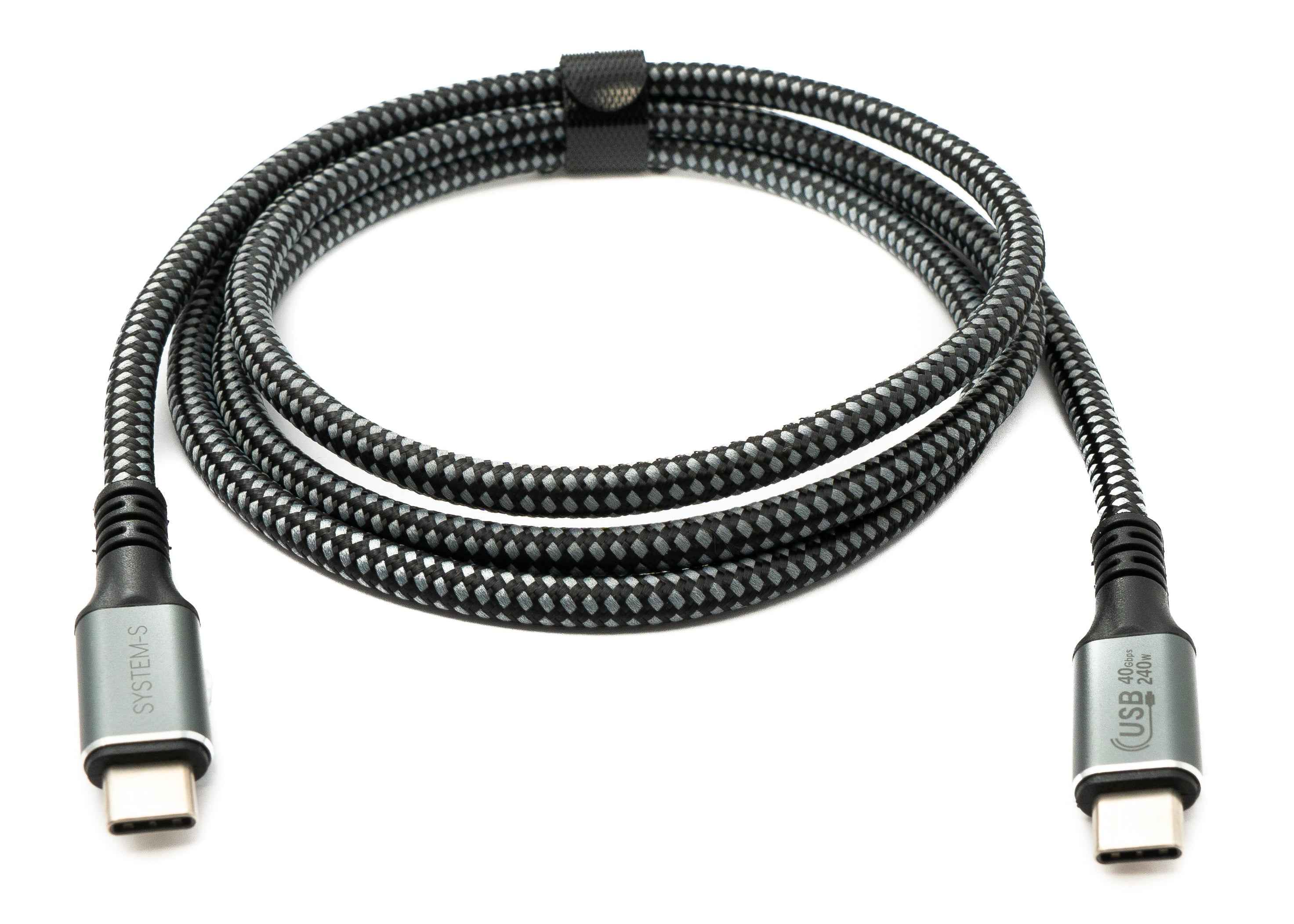 SYSTEM-S USB4 USB 120 cm Kabel Typ C Stecker zu Stecker geflochten 40 Gbit/s 240 W USB 4.0 Kabel