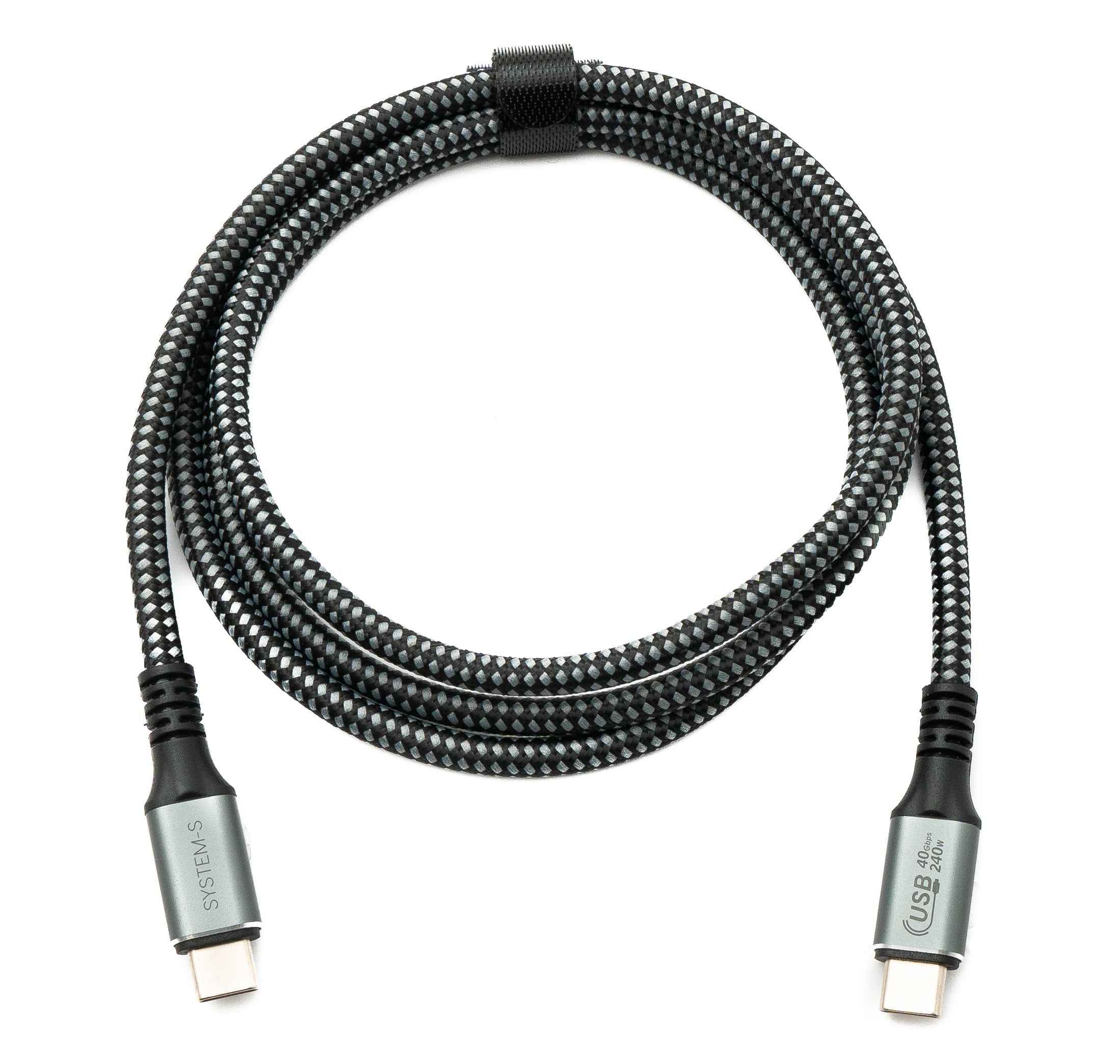 SYSTEM-S USB4 USB 120 cm Kabel Typ C Stecker zu Stecker geflochten 40 Gbit/s 240 W USB 4.0 Kabel