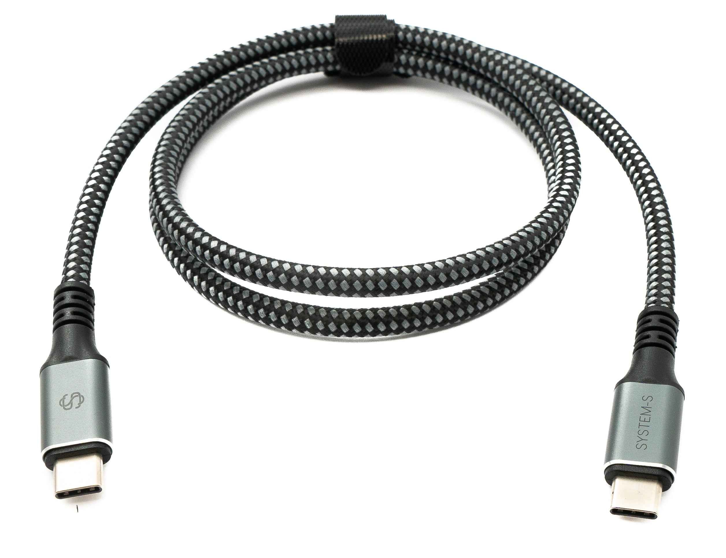 SYSTEM-S USB4 USB 80 cm Kabel Typ C Stecker zu Stecker geflochten 40 Gbit/s 240 W USB 4.0 Kabel