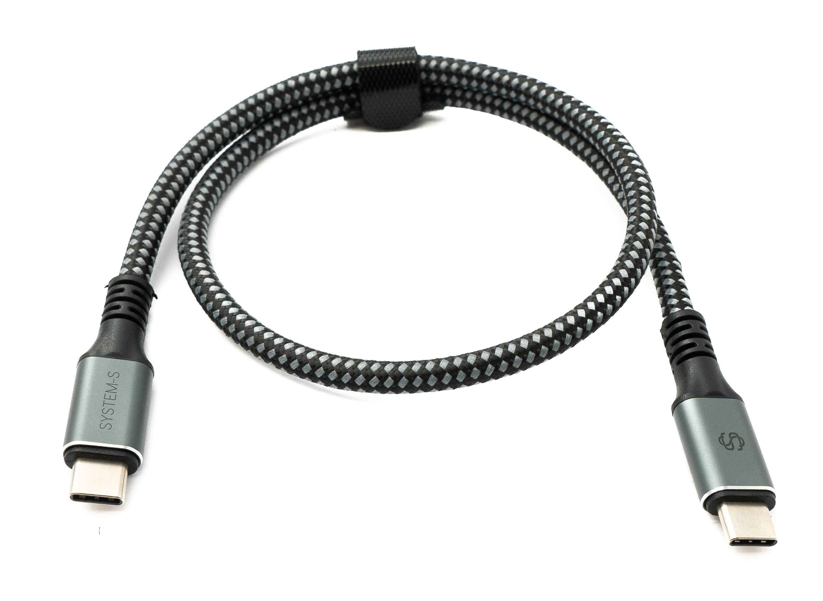 SYSTEM-S USB4 USB 50 cm Kabel Typ C Stecker zu Stecker geflochten 40 Gbit/s 240 W USB 4.0 Kabel