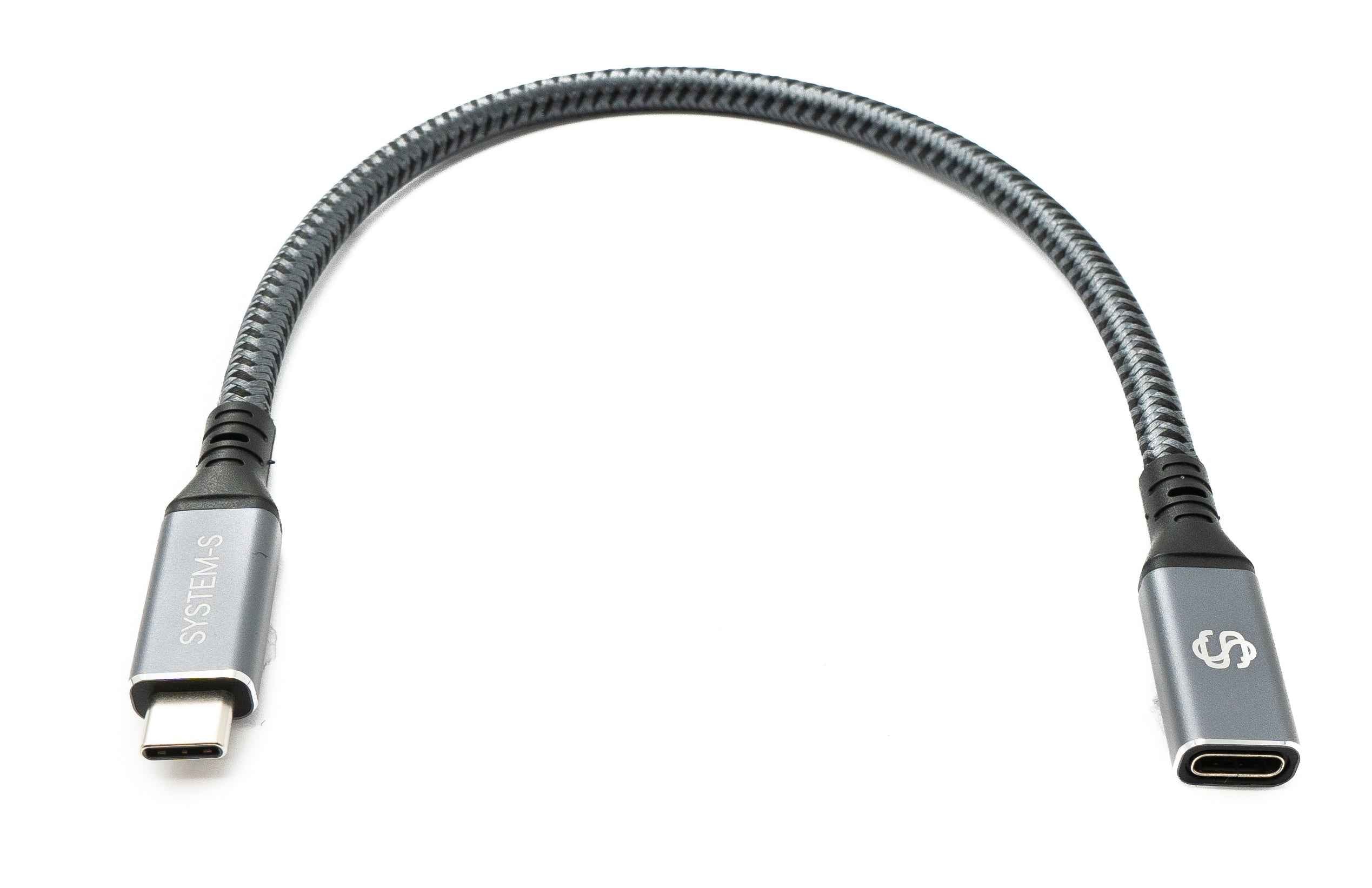 SYSTEM-S USB4 USB 30 cm Kabel Typ C Stecker zu Buchse geflochten 40 Gbit/s 240 W USB 4.0 Kabel