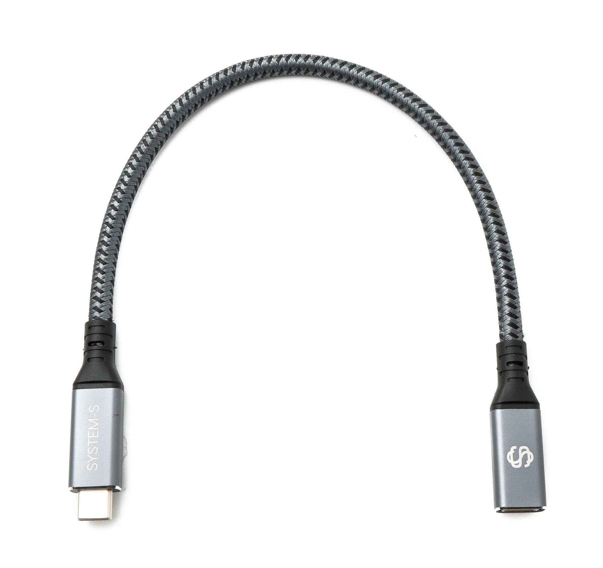 SYSTEM-S USB4 USB 30 cm Kabel Typ C Stecker zu Buchse geflochten 40 Gbit/s 240 W USB 4.0 Kabel
