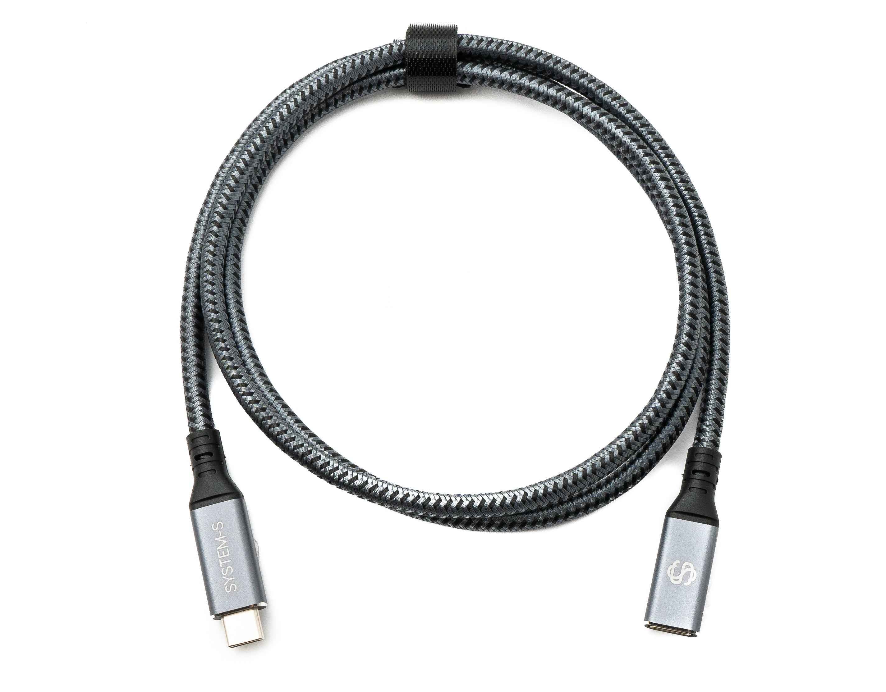 SYSTEM-S USB4 USB 100 cm Kabel Typ C Stecker zu Buchse geflochten 40 Gbit/s 240 W USB 4.0 Kabel
