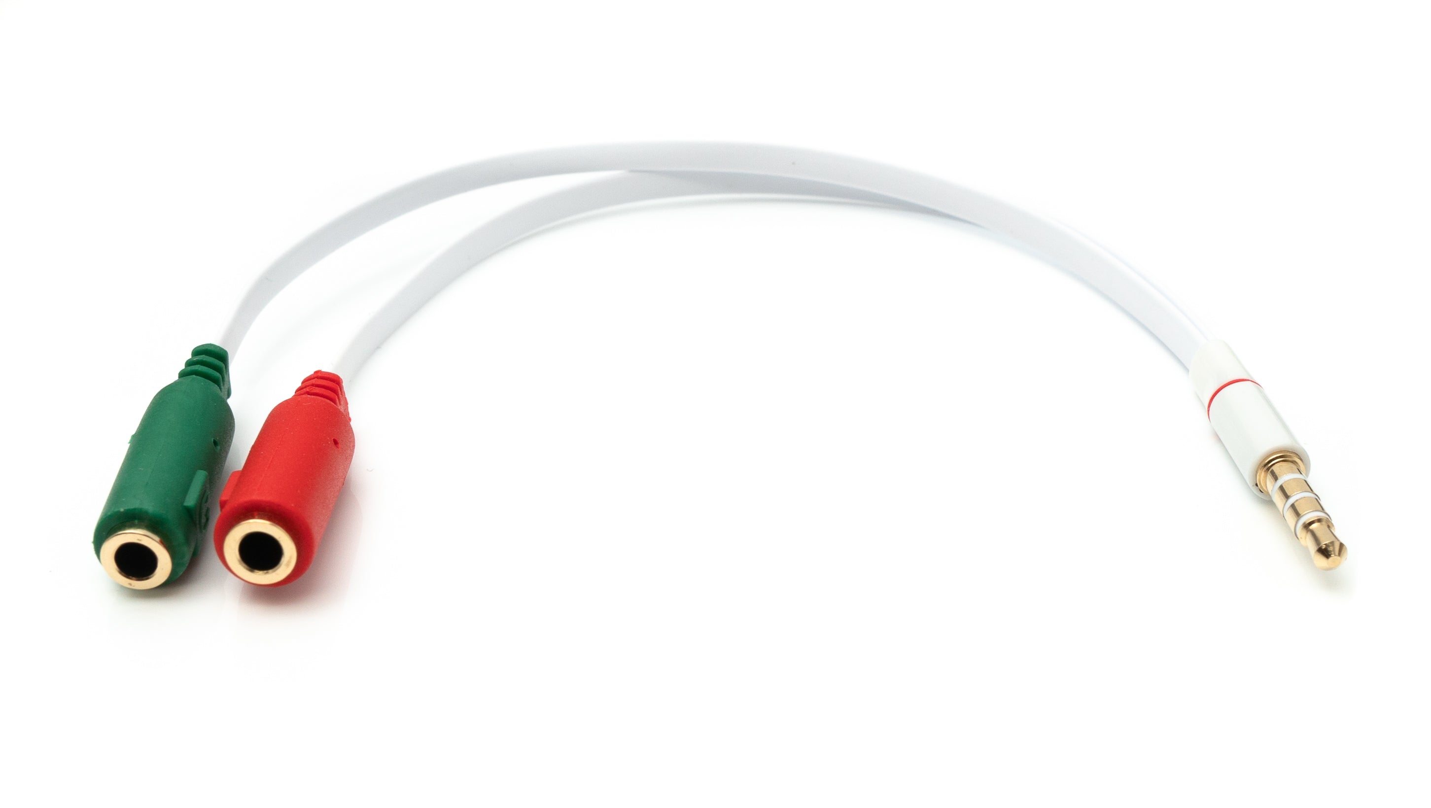 Audio Y-Kabel 20 cm Stereo AUX Klinke 3,5 mm Stecker zu 2x Buchse flach in Weiß