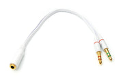 Audio Y-Kabel 20 cm 3,5 mm Klinke Buchse auf 2x Stecker flach weiß 81645207