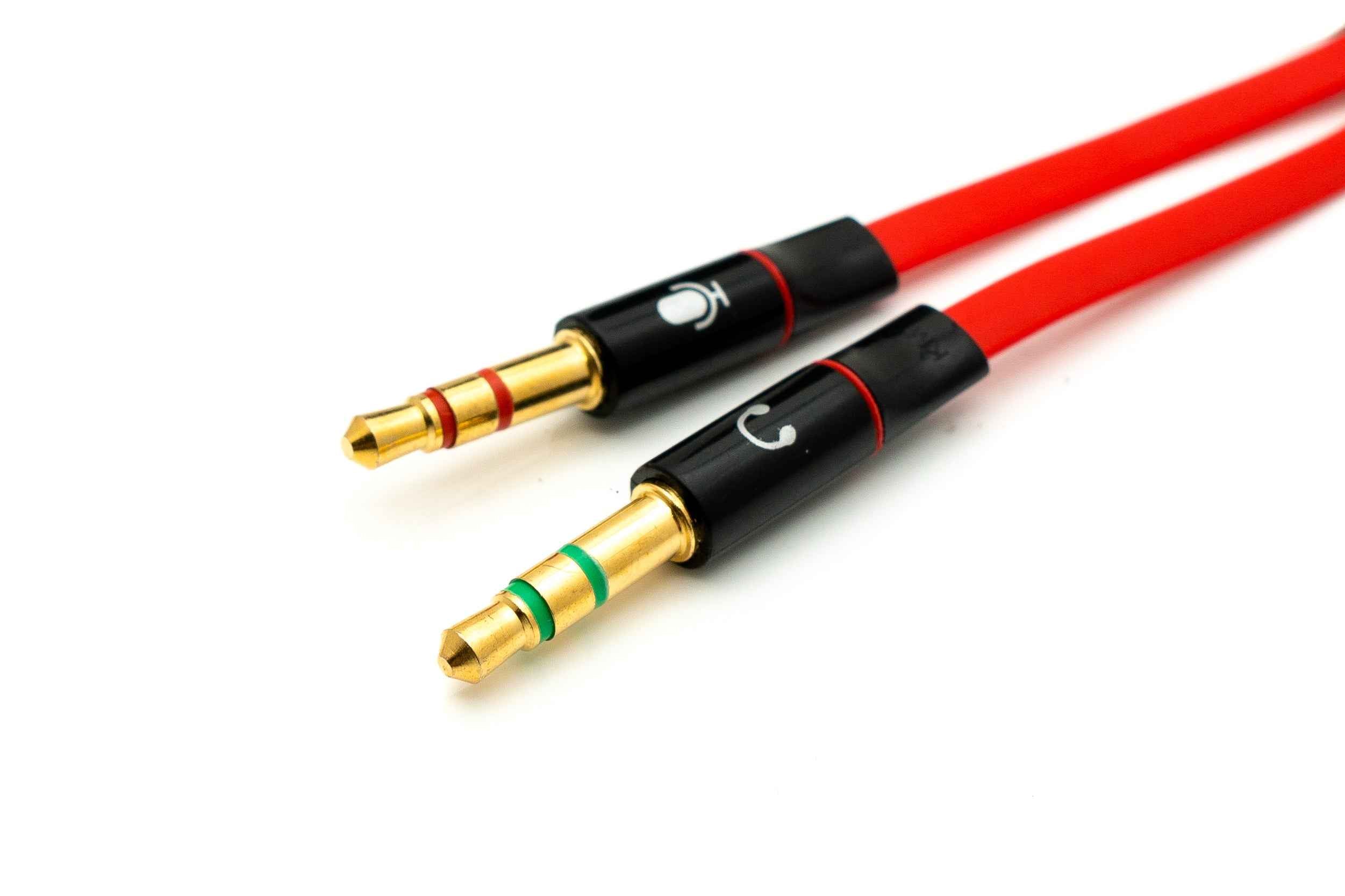 SYSTEM-S Audio Y Kabel 20 cm Stereo AUX Klinke 3,5 mm Buchse zu 2x Stecker flach Adapter