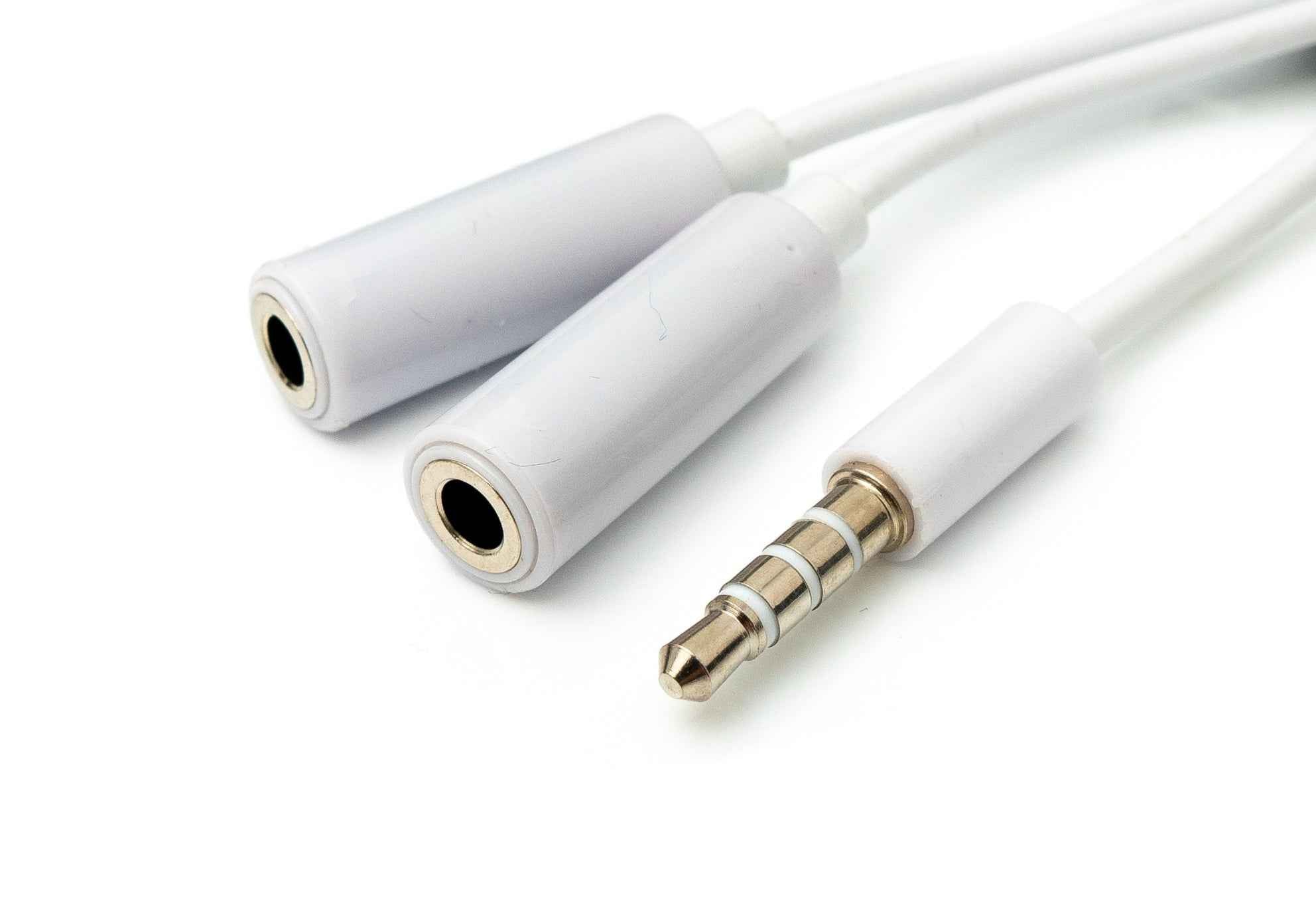 SYSTEM-S Audio Y Kabel 20 cm Stereo AUX Klinke 3,5mm Stecker zu 2x Buchse Adapter in Weiß