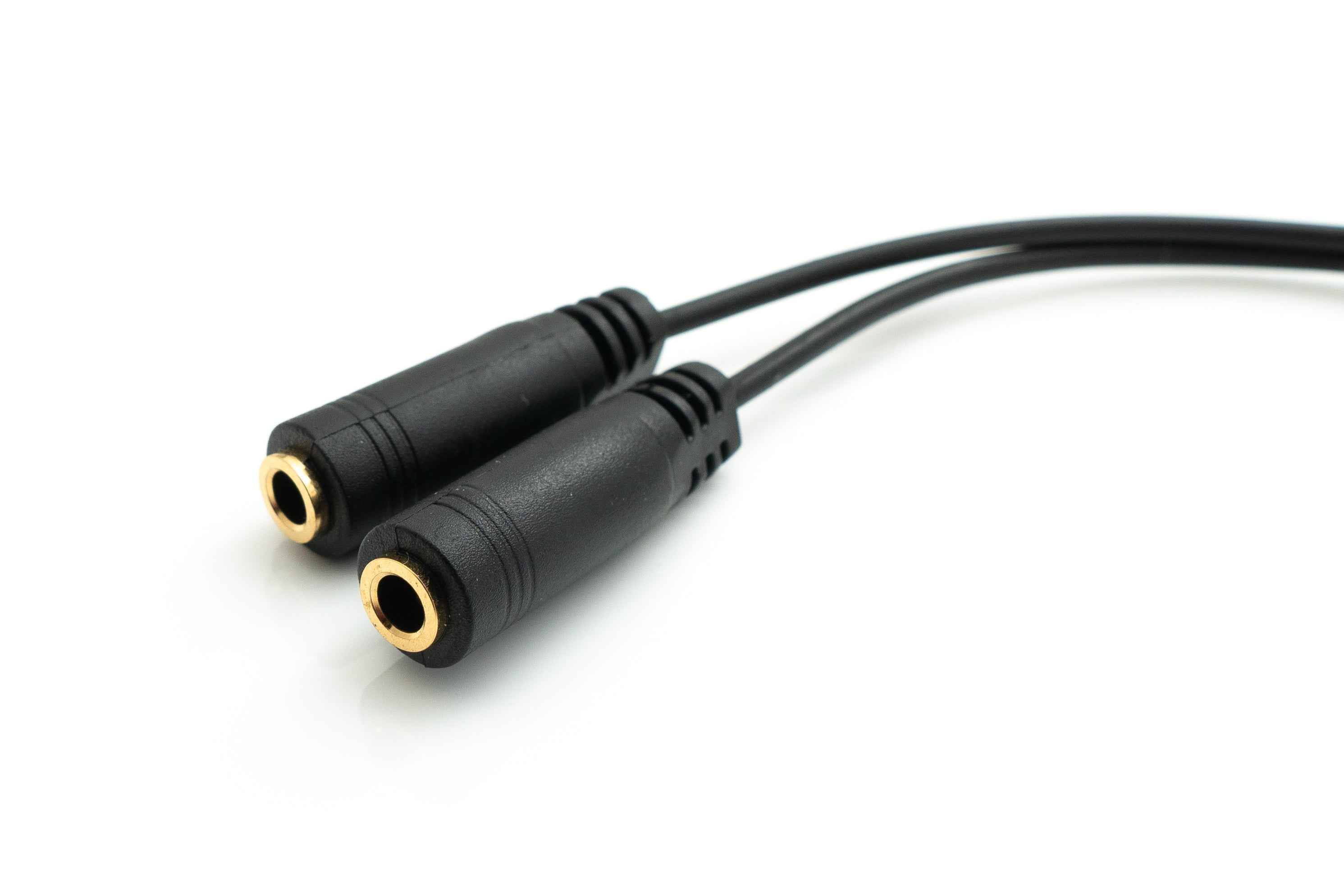 SYSTEM-S Audio Y Kabel 20 cm Stereo AUX Klinke 3,5mm Stecker zu 2x Buchse Adapter Schwarz
