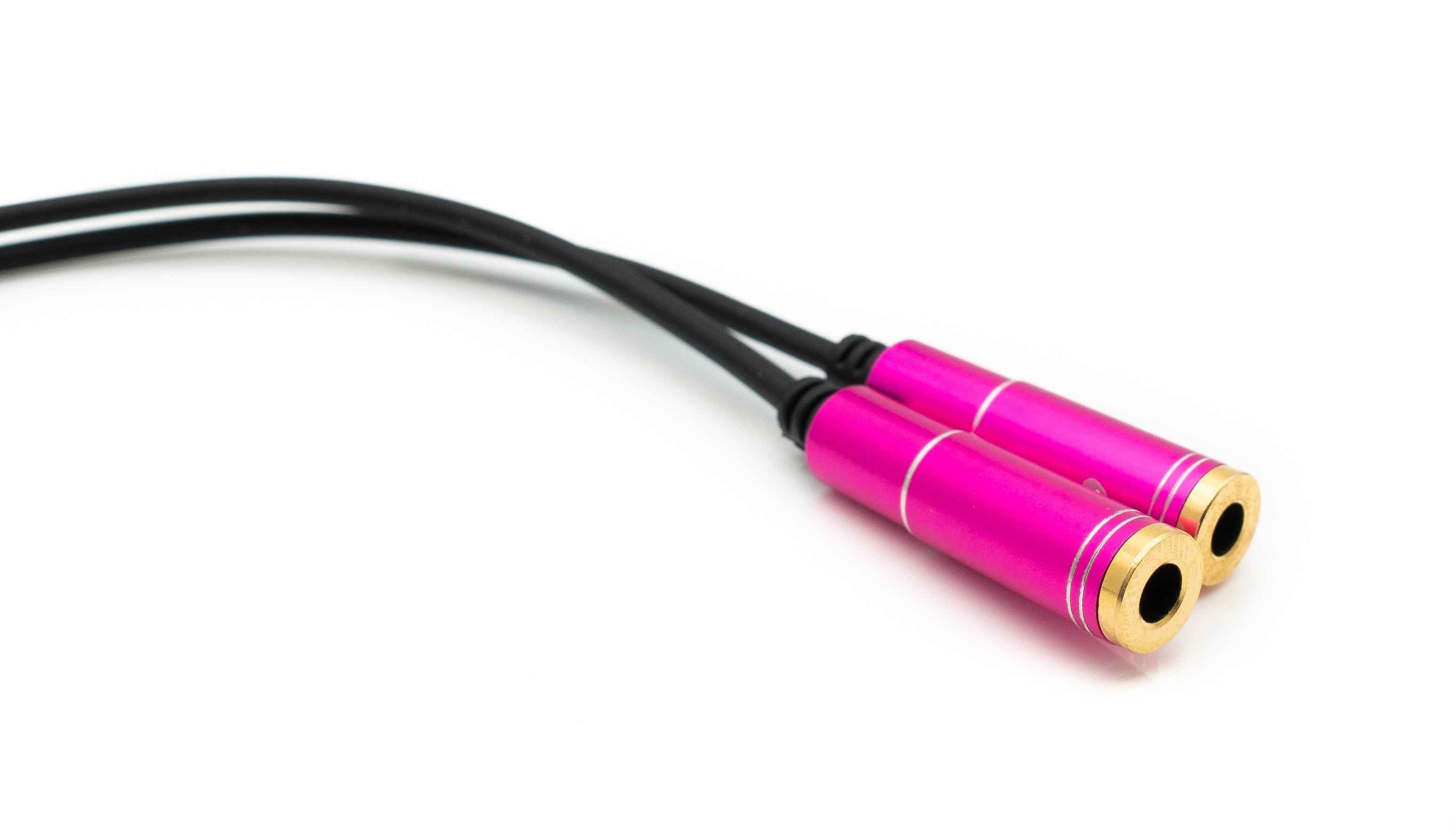 SYSTEM-S Audio Y Kabel 30 cm Stereo AUX Klinke 3,5mm Stecker zu 2x Buchse Schwarz