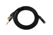 SYSTEM-S Audio Y Kabel 100cm Stereo AUX Klinke 3,5mm Buchse zu 2x Stecker Schwarz
