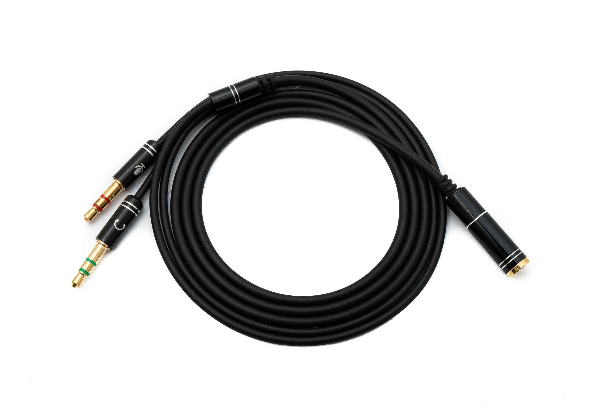 SYSTEM-S Audio Y Kabel 100cm Stereo AUX Klinke 3,5mm Buchse zu 2x Stecker Schwarz