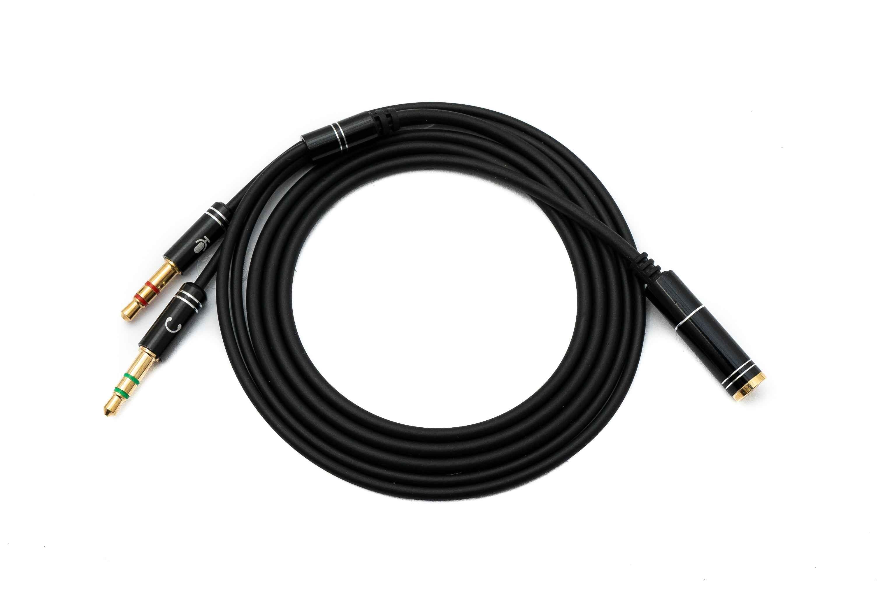 SYSTEM-S Audio Y Kabel 100cm Stereo AUX Klinke 3,5mm Buchse zu 2x Stecker Schwarz